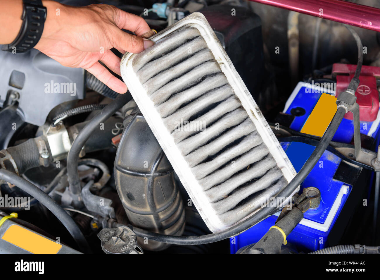 Remove old dirty air filter of the car Stock Photo Alamy