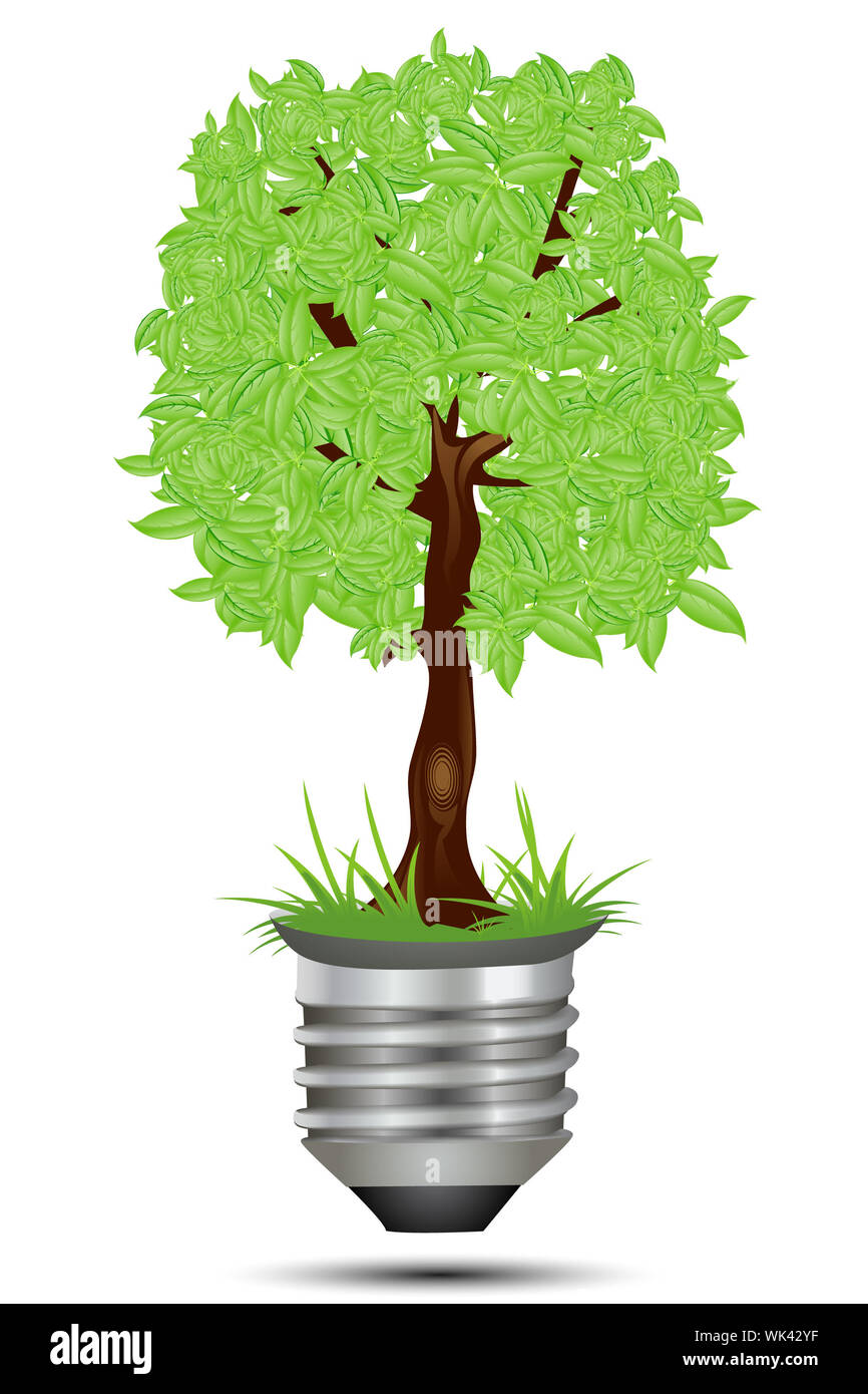 illustration of tree on bulb holder on isolated background Stock Photo ...