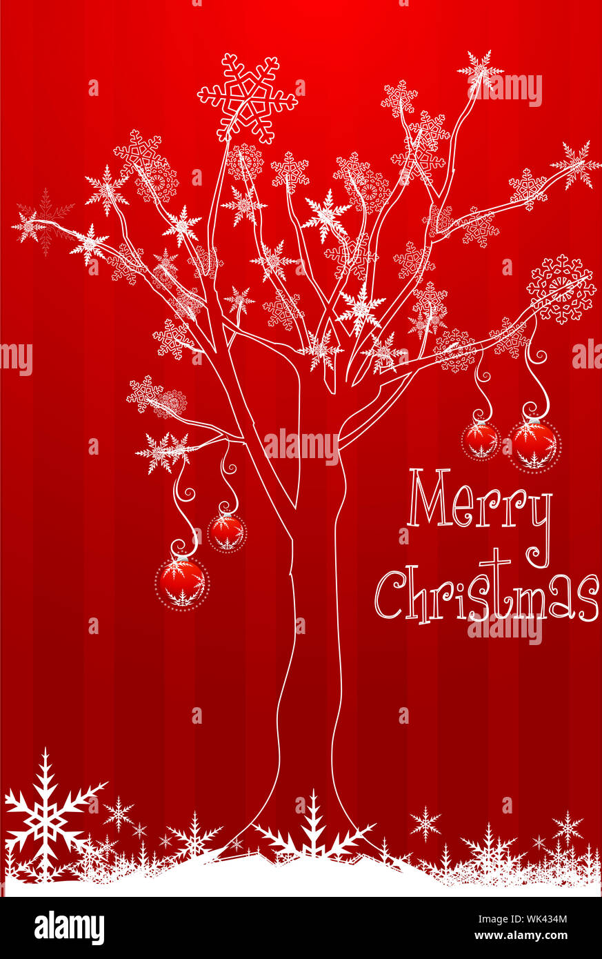 illustration of christmas tree with snowflakes Stock Photo - Alamy
