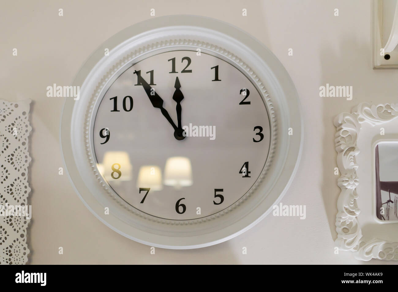 Closeup Of Clock Hanging On Wall Stock Photo Alamy