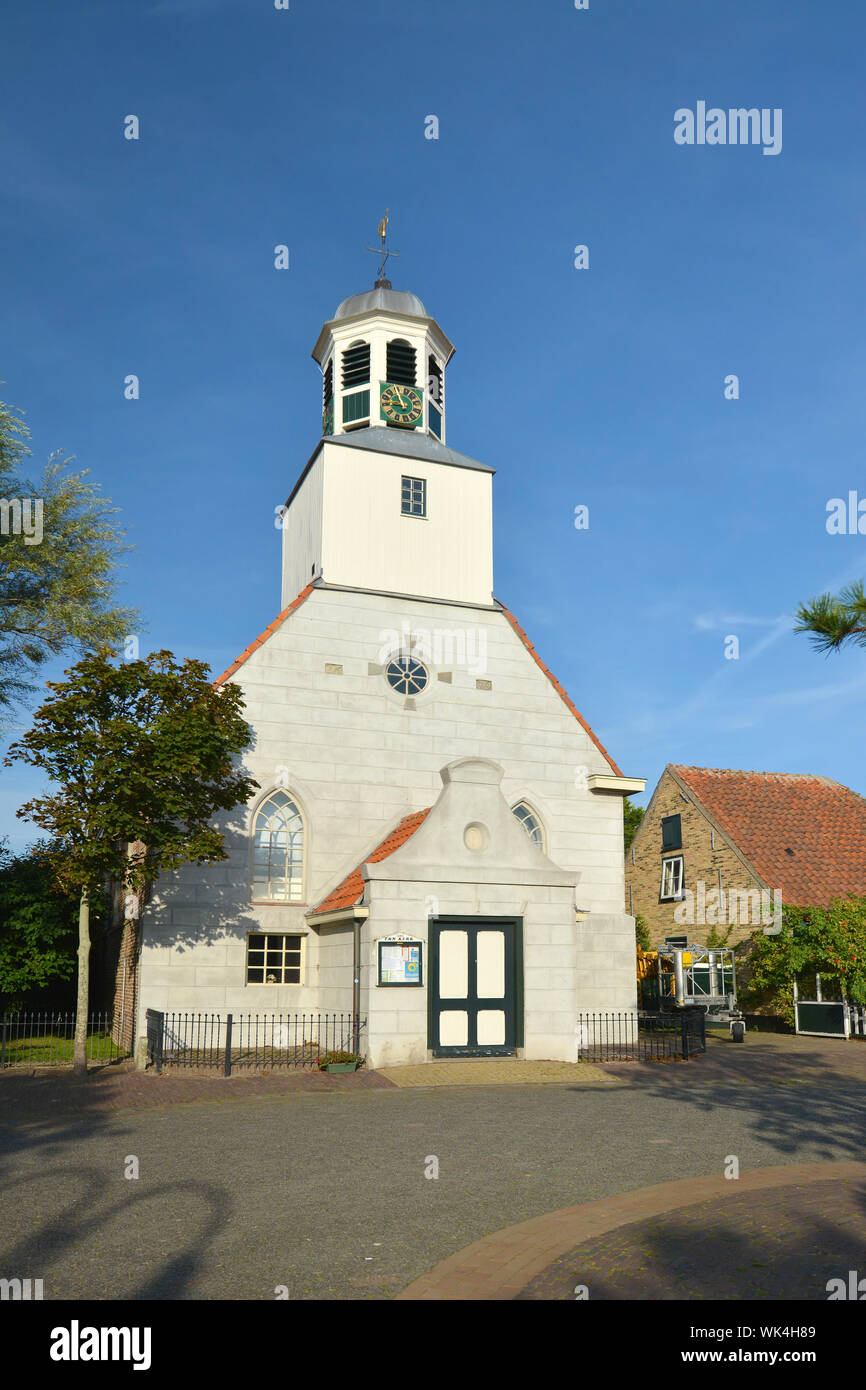 De Koog, Texel / North Netherlands: Building of small protestant church called 'Hervormde Kerkchurch' on island Texel Stock Photo