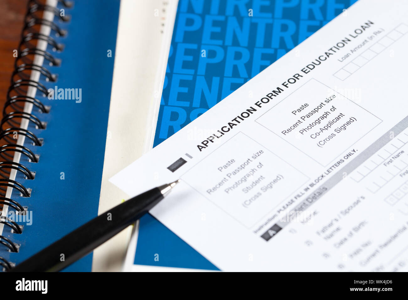 Education Loan application form with a pen Stock Photo Alamy