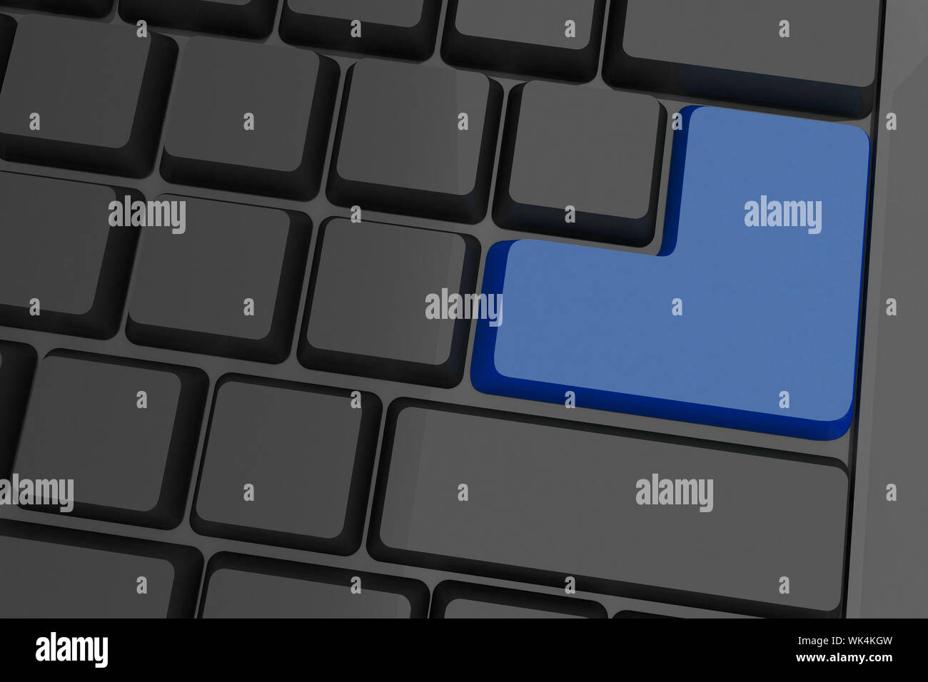 Digitally generated black keyboard with blue key Stock Photo - Alamy