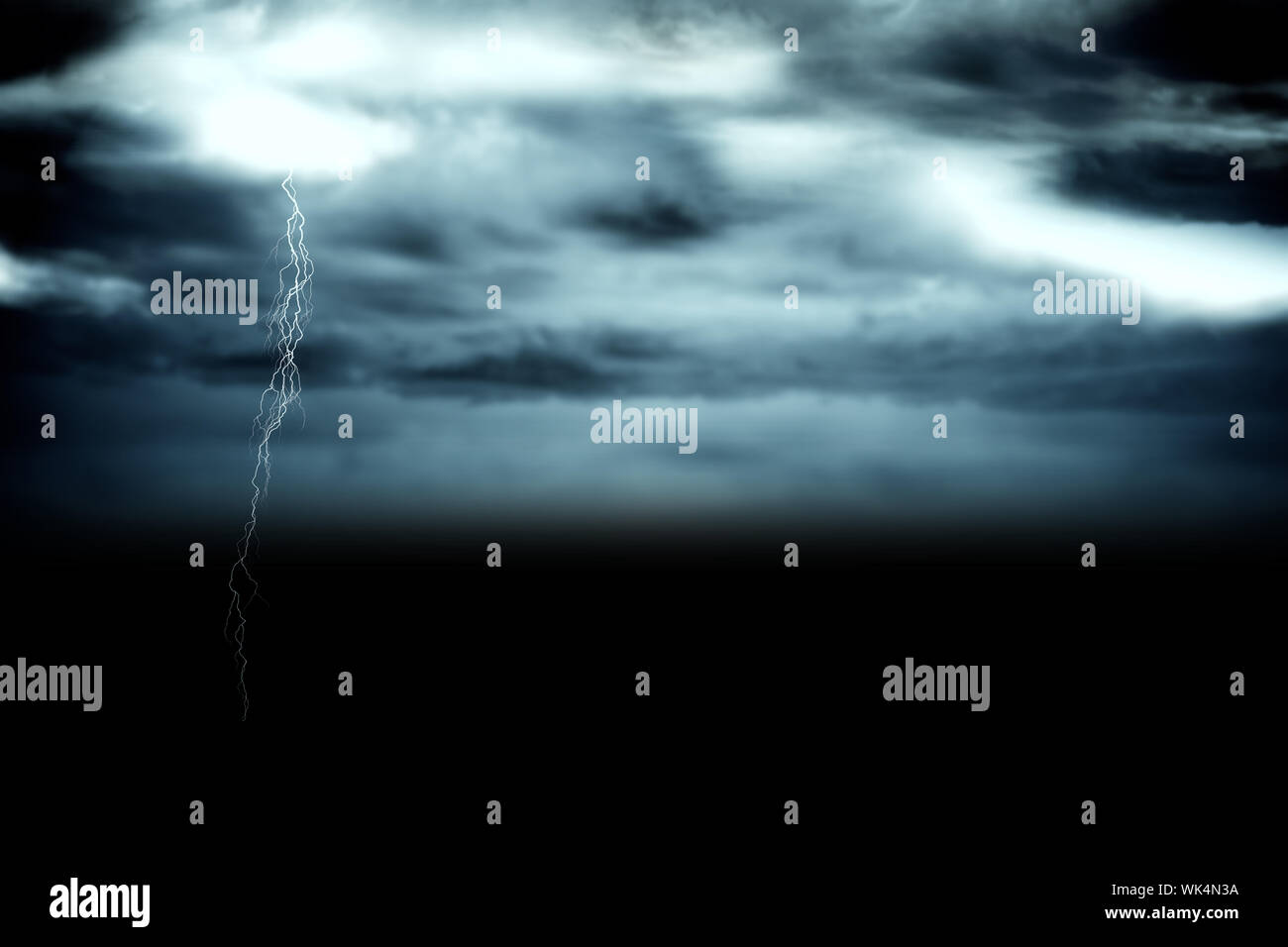 Digitally generated stormy dark sky with lightning bolt Stock Photo - Alamy