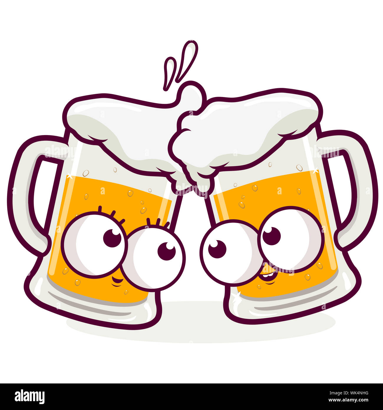 Illustration of two beer mug characters toasting. Stock Photo