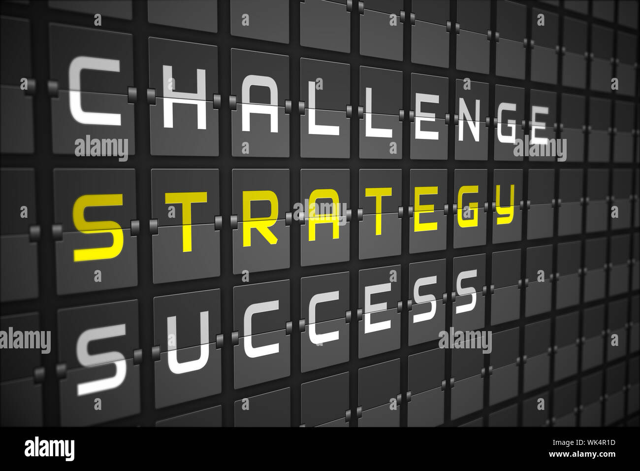 Strategy buzzwords on digitally generated black mechanical board Stock Photo