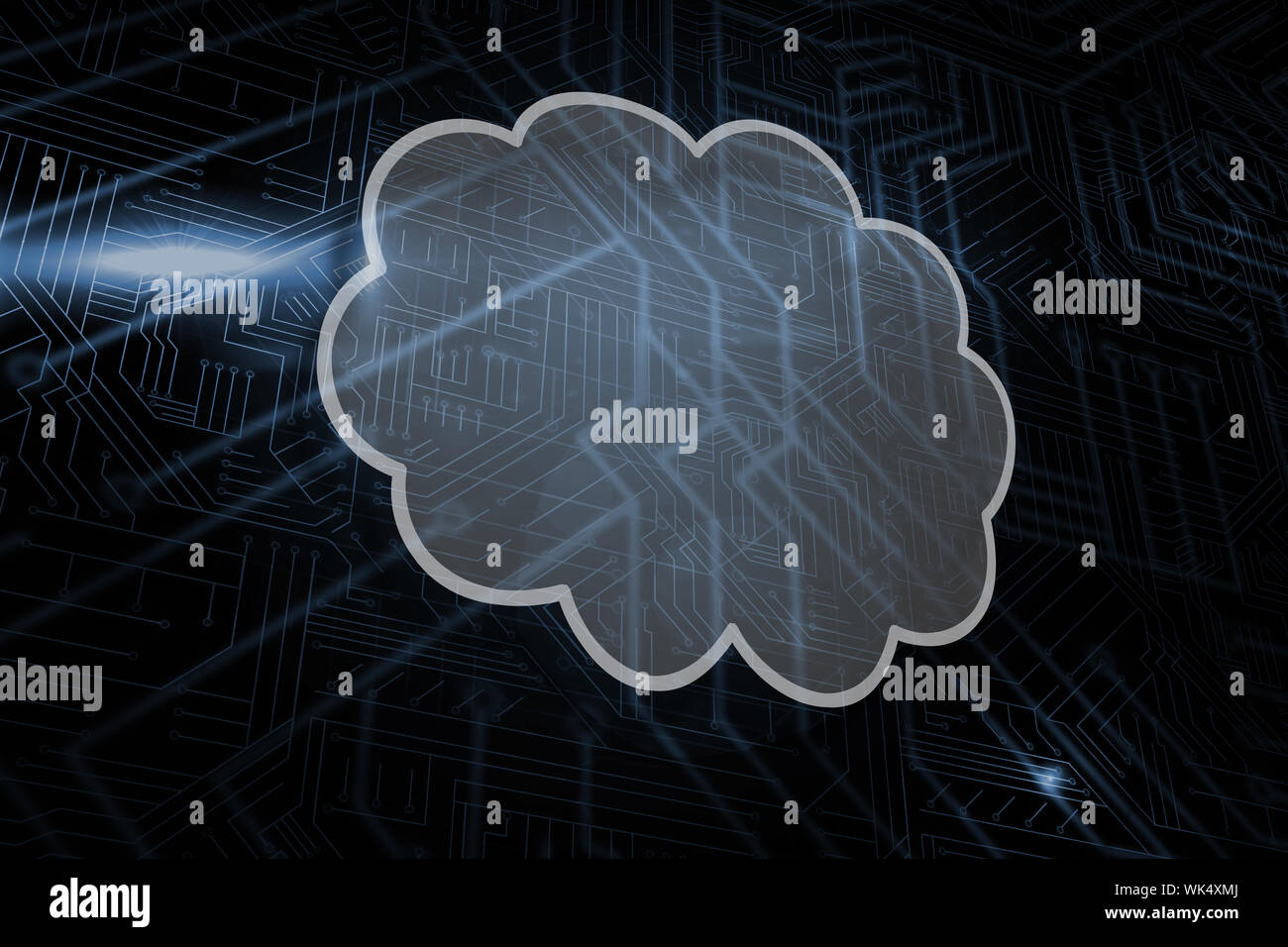 Cloud against futuristic black and blue background Stock Photo - Alamy