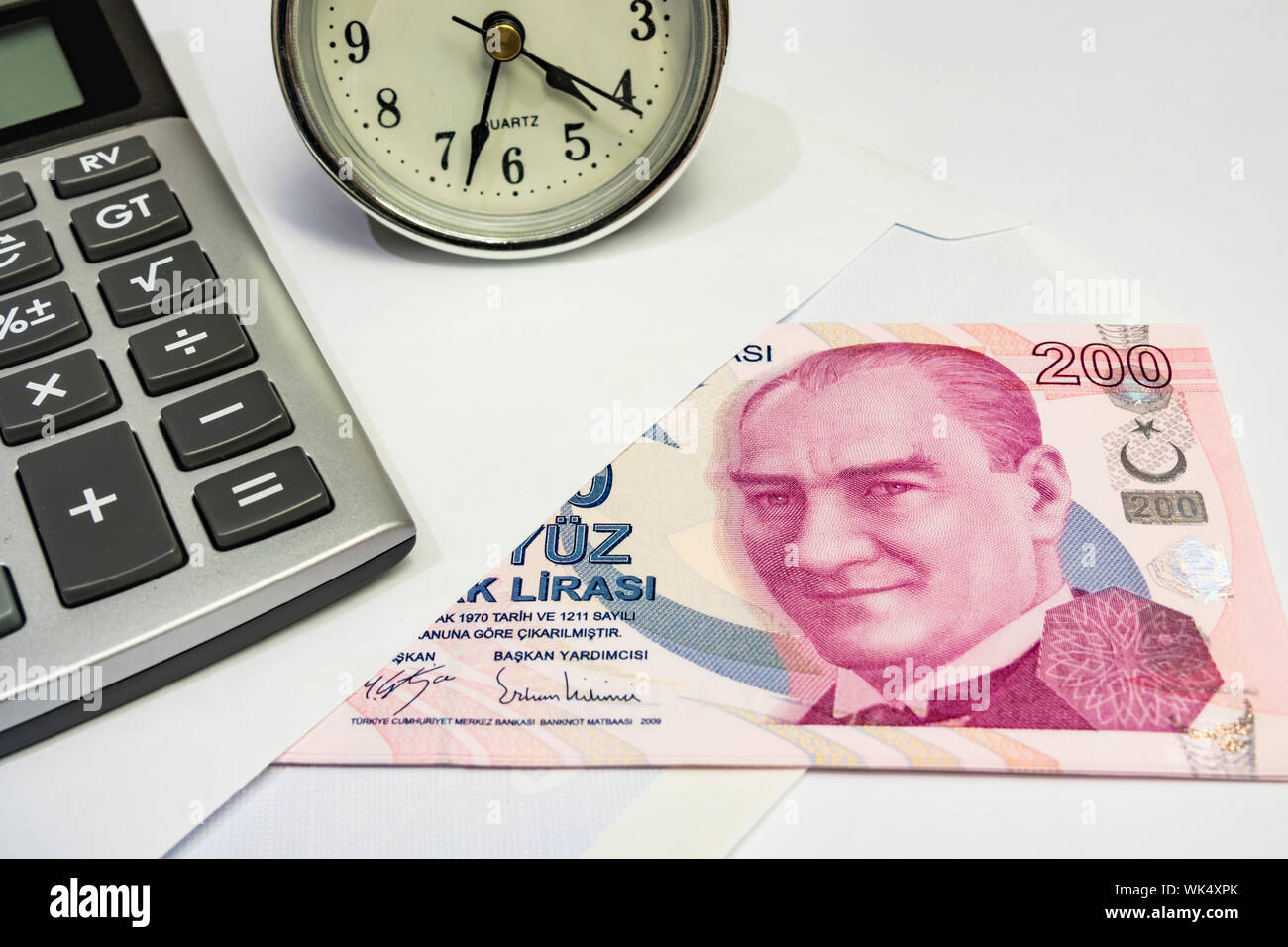 The highest money denominations of the republic of turkey. close up two