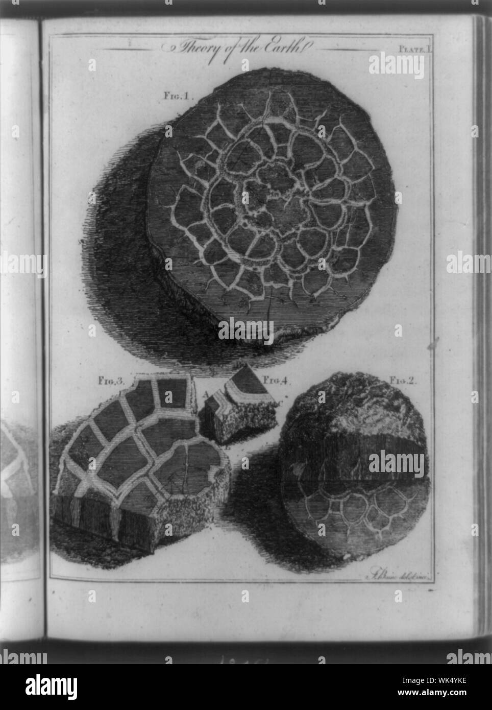 Iron-stone rock in various stages being formed by natural processes of heat and cold / F. Blaine, del. et inci Stock Photo