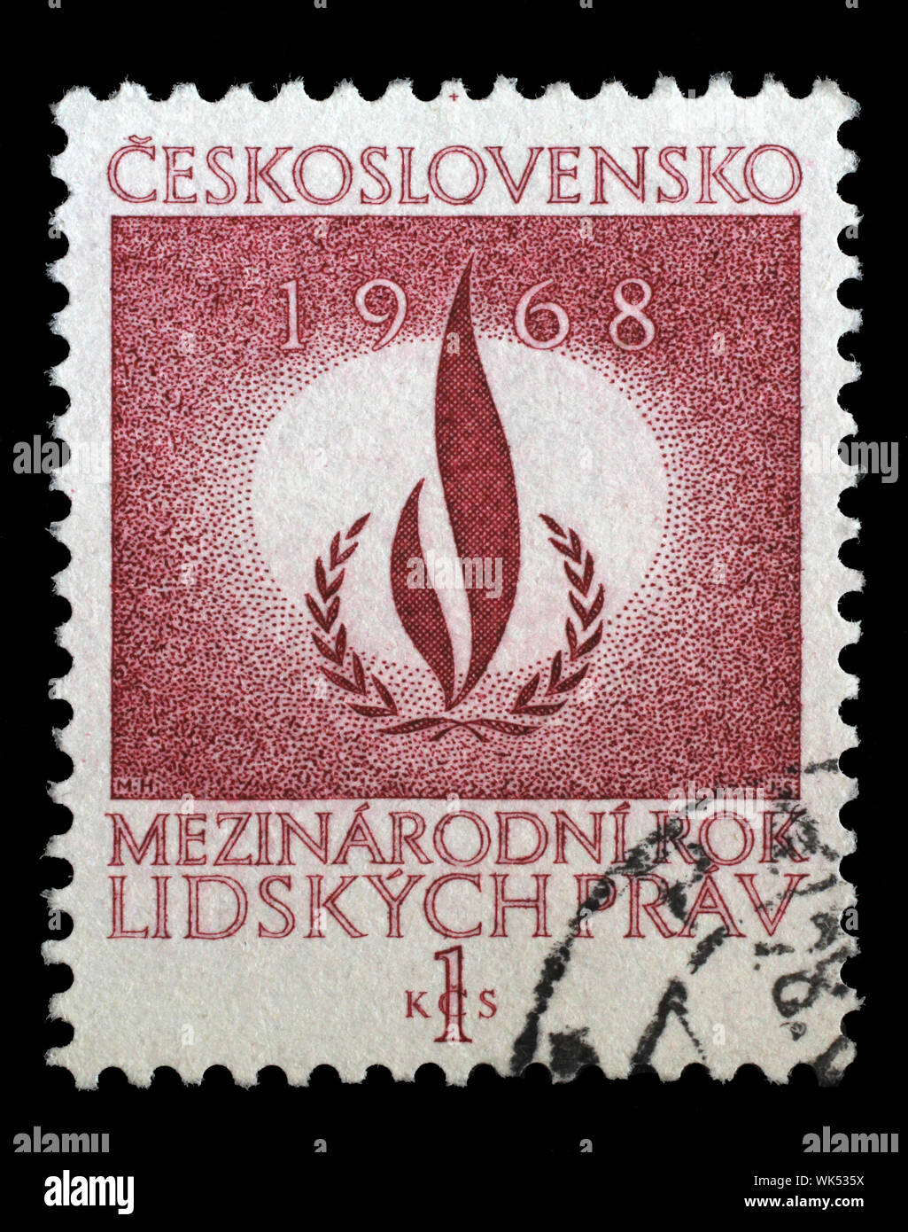 Stamp printed in Czechoslovakia, shows International Year of Human Rights, circa 1968. Stock Photo