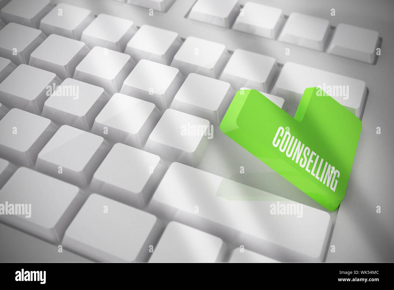 The word counselling on white keyboard with green key Stock Photo