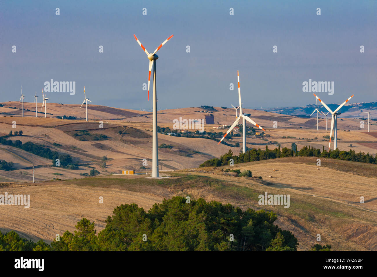 The Capitanata hills in north Apulia hosts a big number of wind generators. Stock Photo