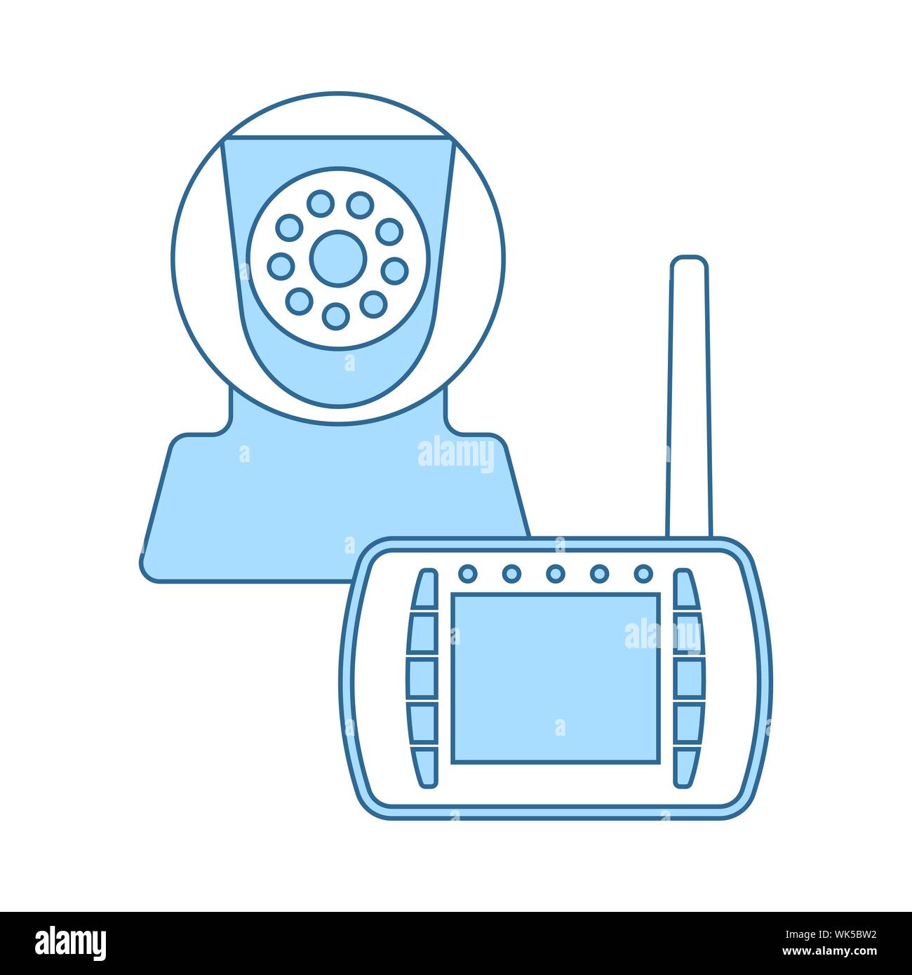 Baby Monitor Icon. Thin Line With Blue Fill Design. Vector Illustration
