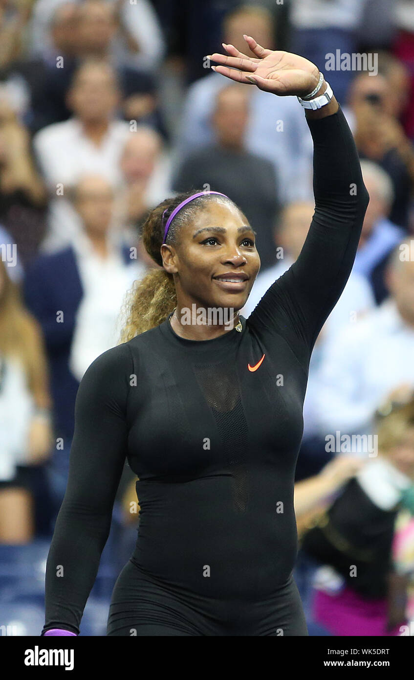 3 september 2019 New York, USA Tennis US Open 2019  03-09-2019: Tennis: US Open 2019: New York USA, New York, Flushing, Flushing Meadow - Corona Park, USTA Billie Jean King National Tennis Center -  US Open 2019 - DAY 9 - 03/09/2019  No.8 Seed the American player Serena Williams  (USA) pictured during her Quarterfinal match against Qiang Wang (CHN) in New York , Flushing Meadow- Corona Park at US Open 2019 Stock Photo
