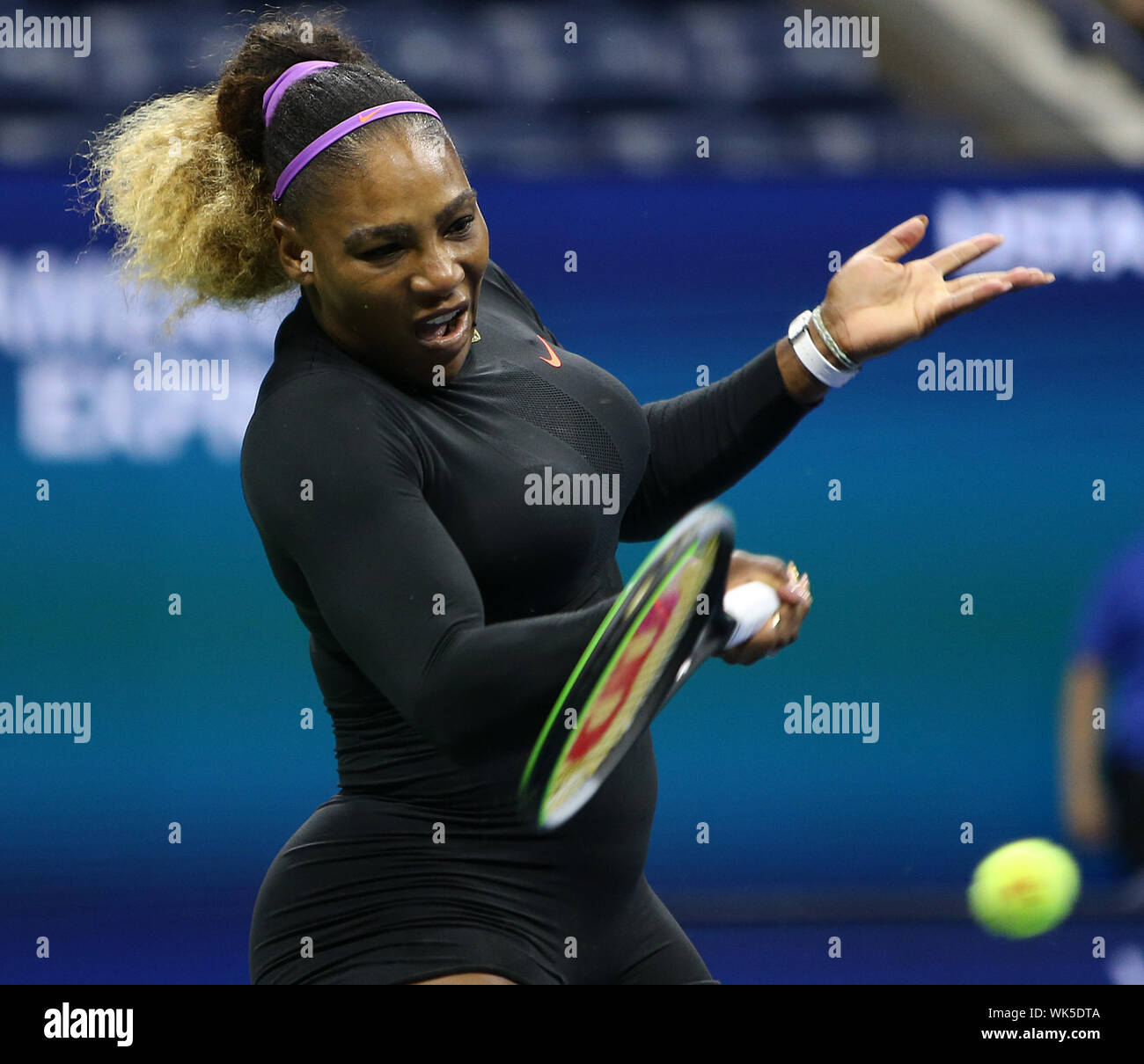 3 september 2019 New York, USA Tennis US Open 2019  03-09-2019: Tennis: US Open 2019: New York USA, New York, Flushing, Flushing Meadow - Corona Park, USTA Billie Jean King National Tennis Center -  US Open 2019 - DAY 9 - 03/09/2019  No.8 Seed the American player Serena Williams  (USA) pictured during her Quarterfinal match against Qiang Wang (CHN) in New York , Flushing Meadow- Corona Park at US Open 2019 Stock Photo