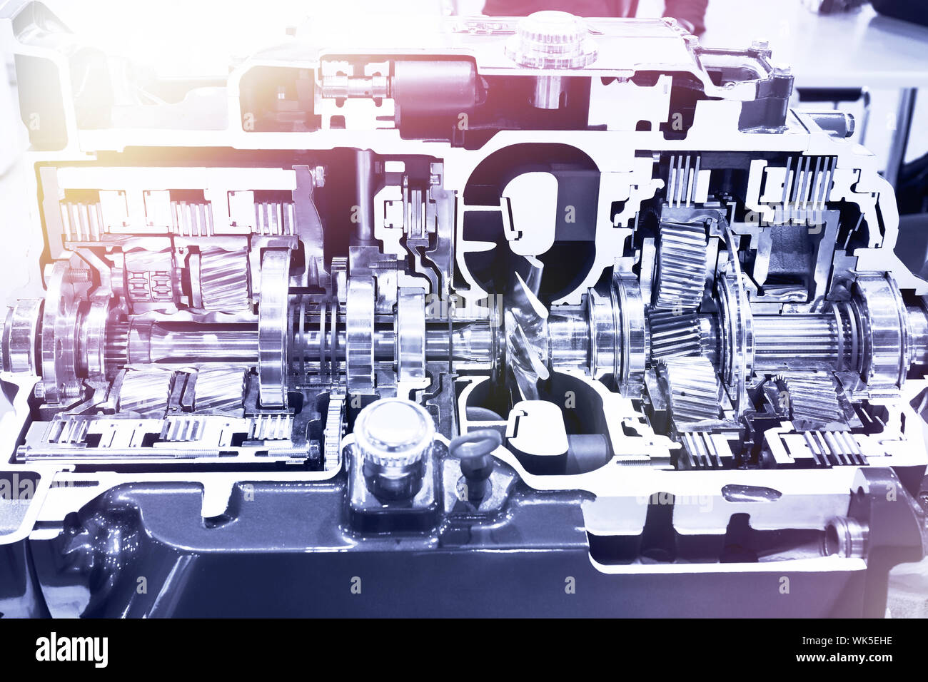 Automatic transmission in the section at the exhibition Stock Photo