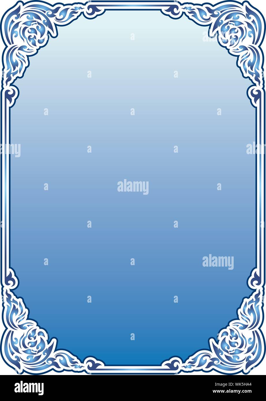 Blue color Traditional or vintage design for frame and border, decorative,  invitation card, sign printing Stock Vector Image & Art - Alamy