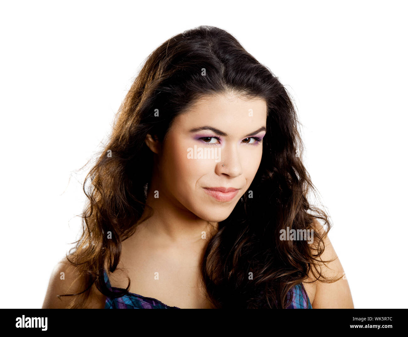 Portrait of a beautiful young woman isolated on white background Stock ...