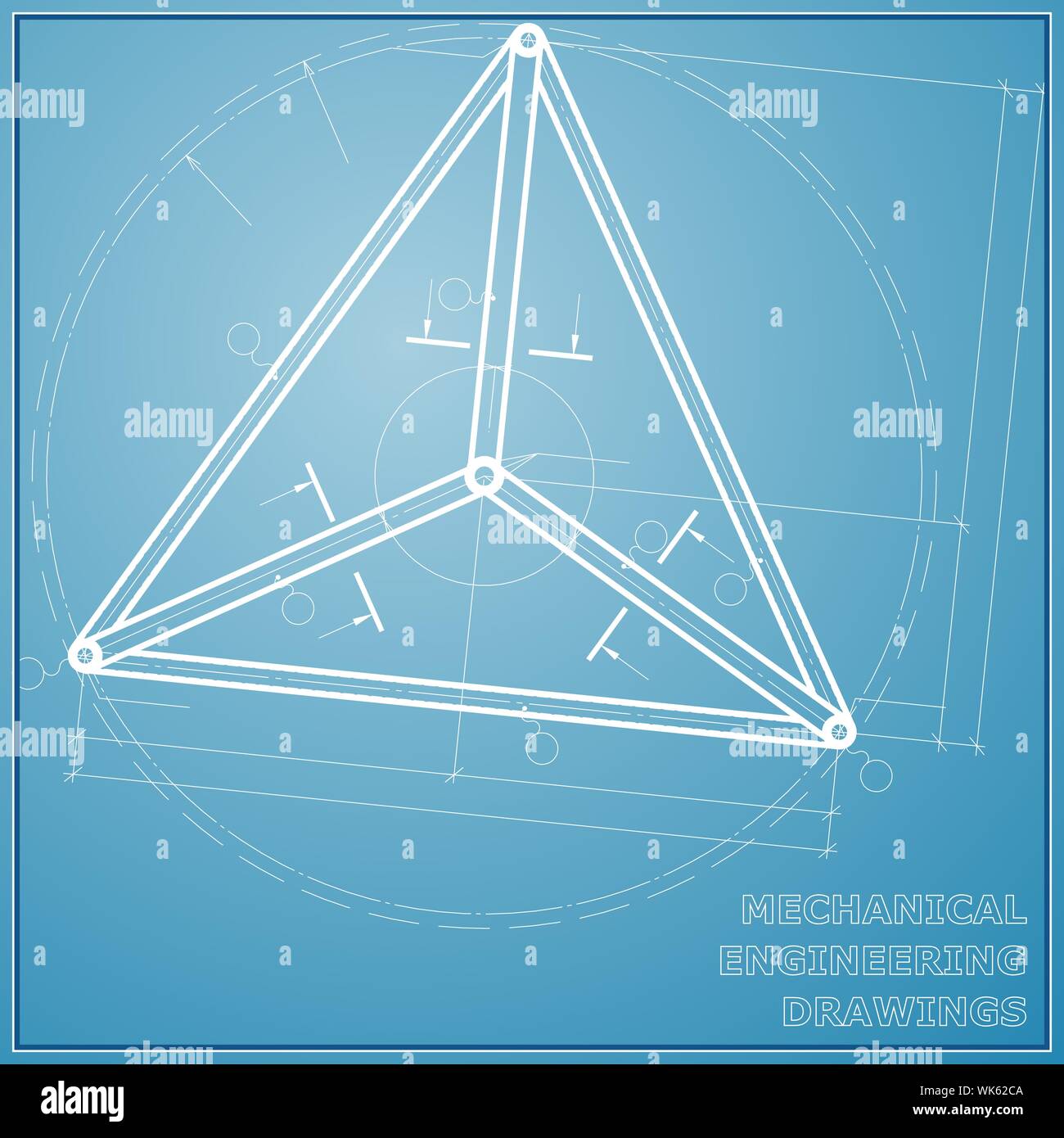 Mechanical engineering drawing blue and white background. Vector ...