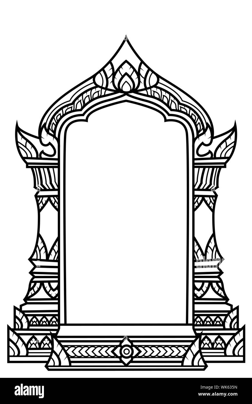 Stencil Temple Arch Traditional Or Vintage Design For Frame And Border Decorative Invitation Card Sign Printing Stock Vector Image Art Alamy