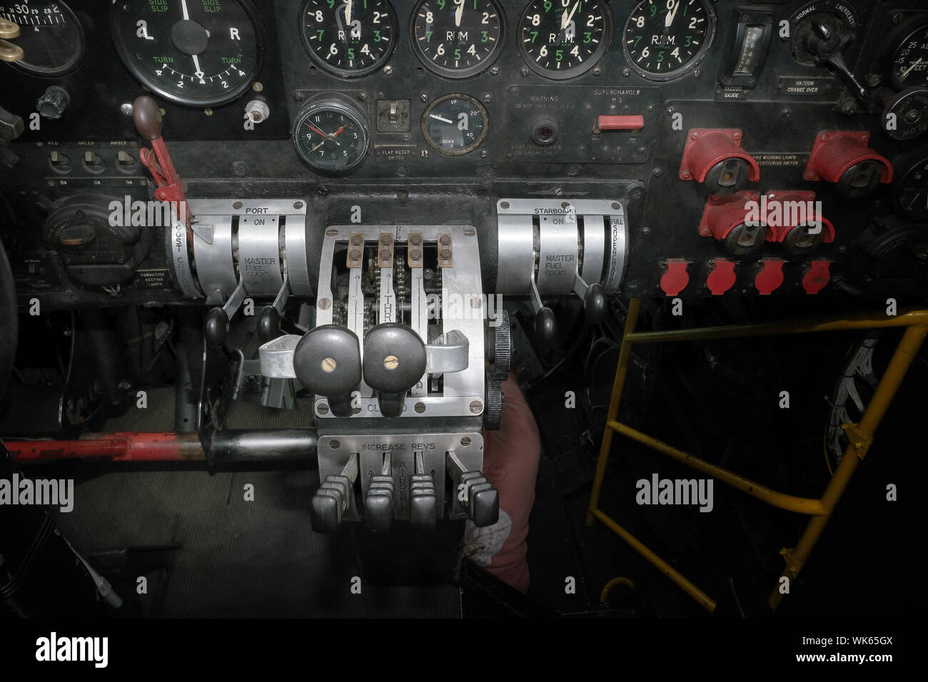 British four engine Lancaster bomber showing internal positions for crew. Stock Photo