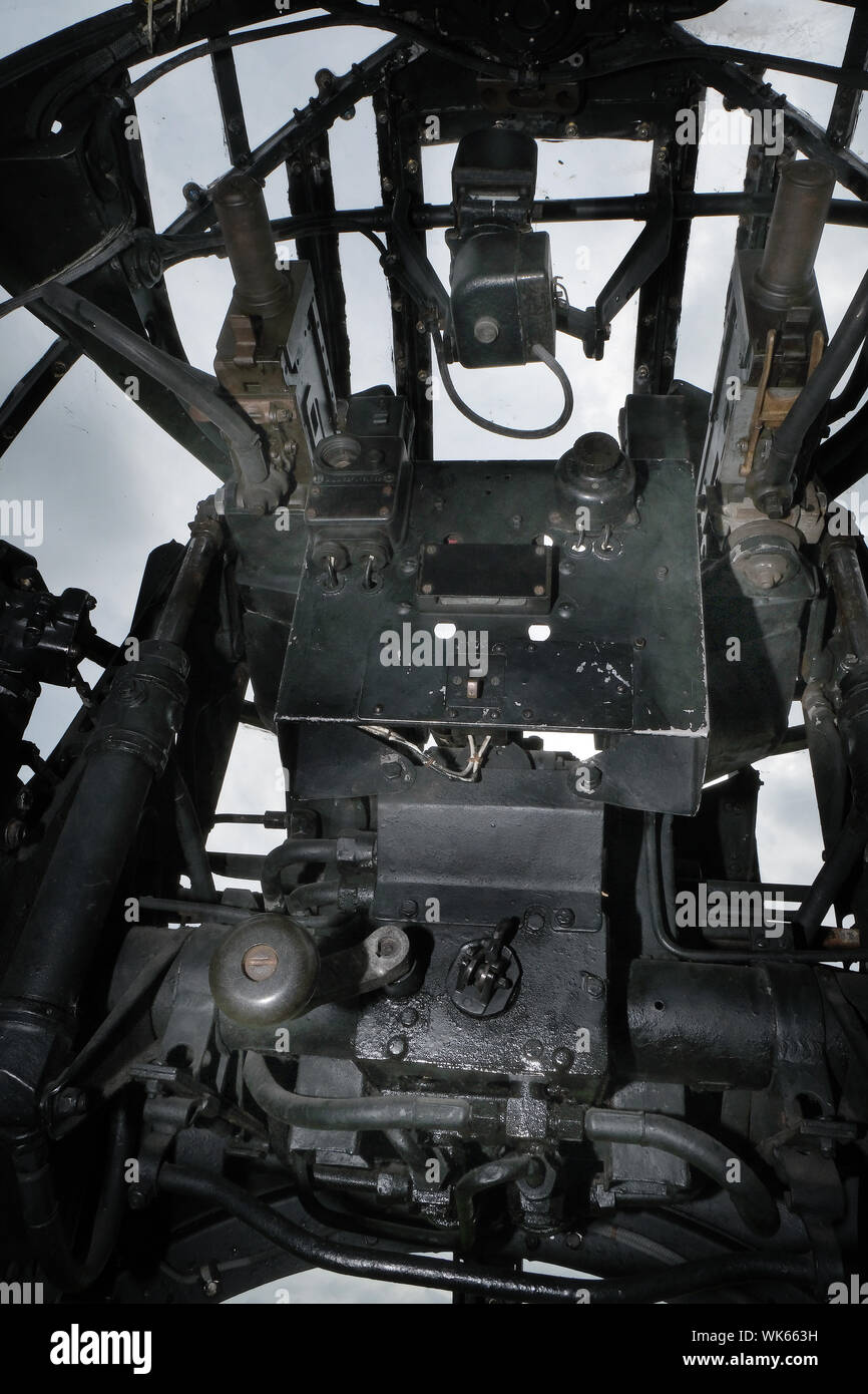 British four engine Lancaster bomber showing internal positions for