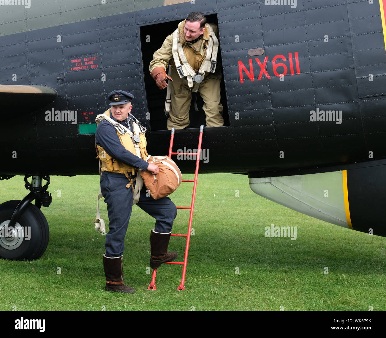 Lancaster heavy British world war two bomber ongoing restoration to flying condition at east Kirkby. Lincolnshire, UK. Stock Photo