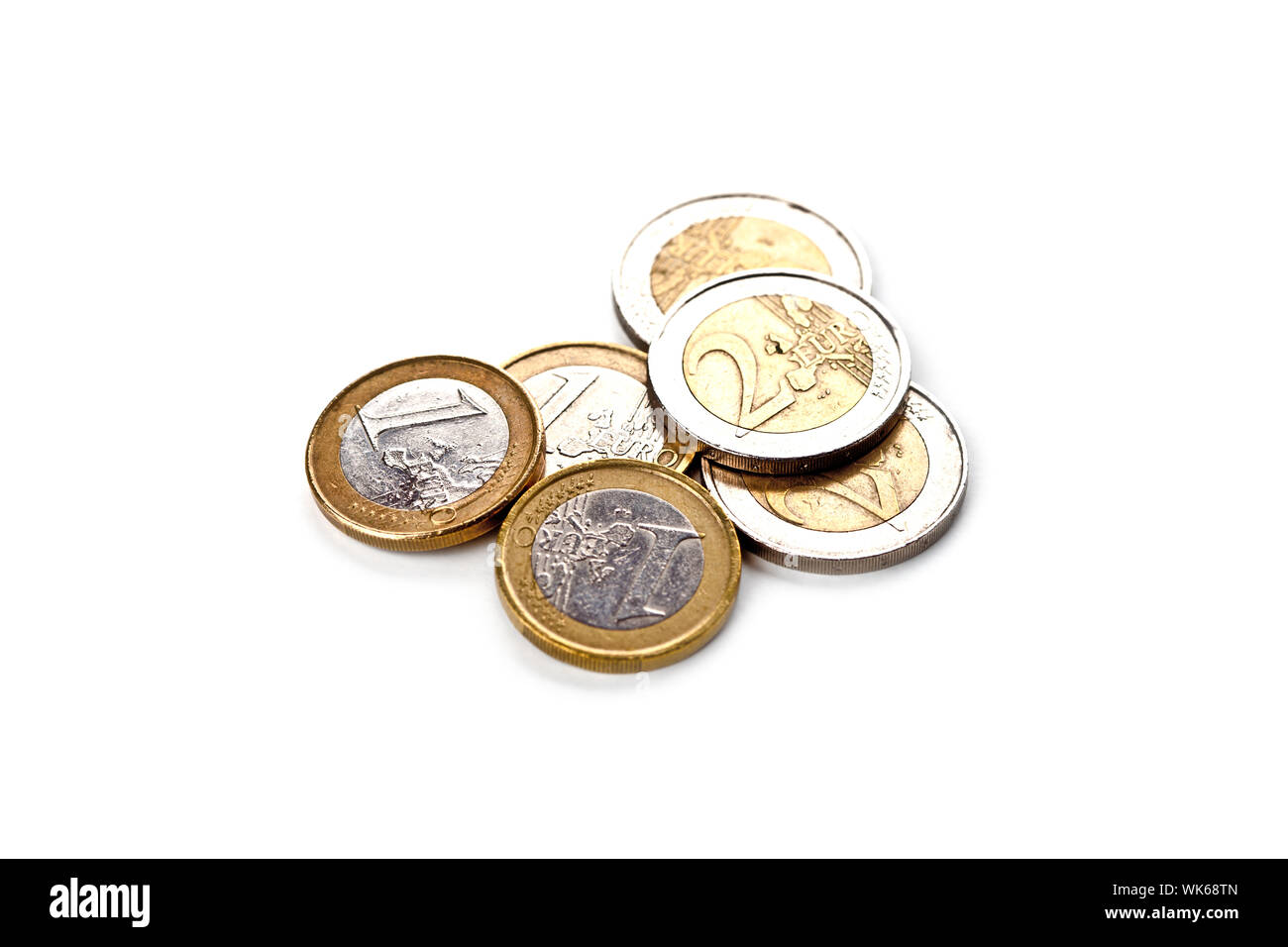 Euro coins on white background Stock Photo - Alamy