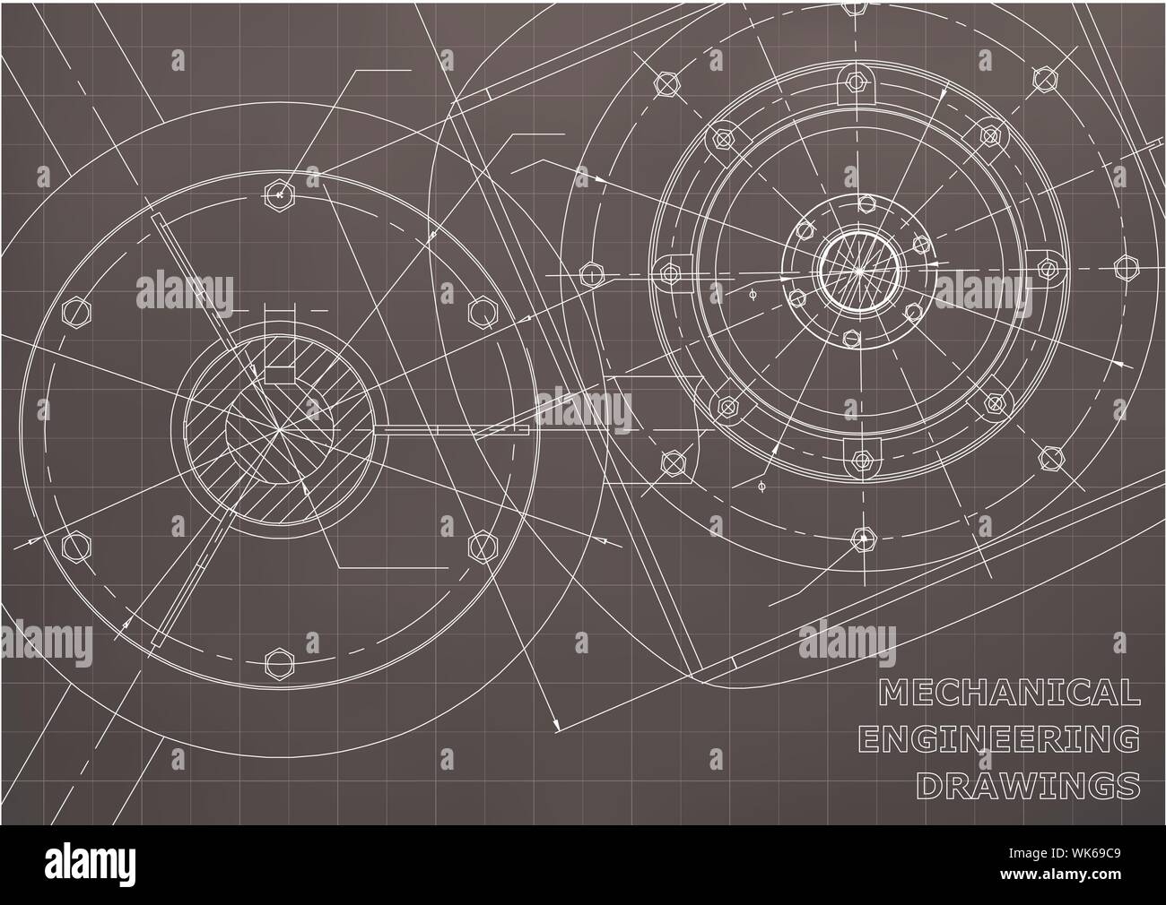 Mechanical engineering drawings. Background for inscription. Vector ...