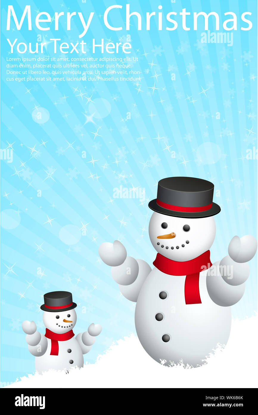 illustration of christmas card with snow man Stock Photo - Alamy