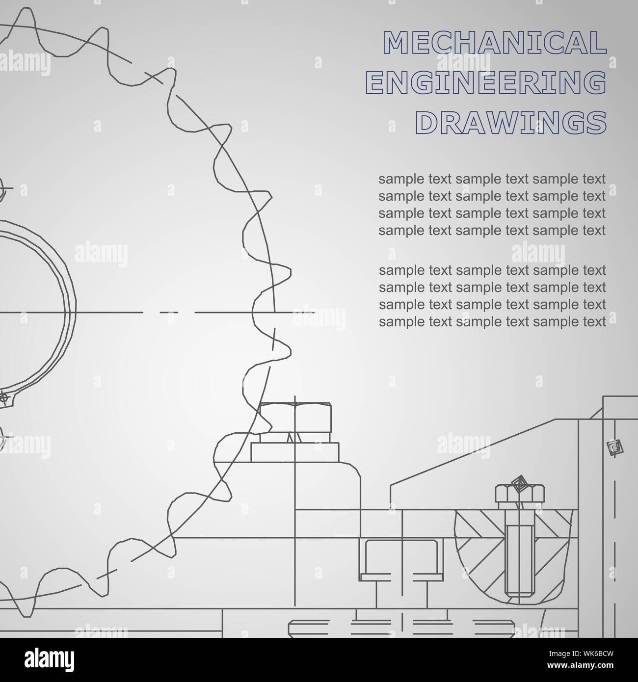 Mechanical engineering drawings on a gray background. Vector. For ...