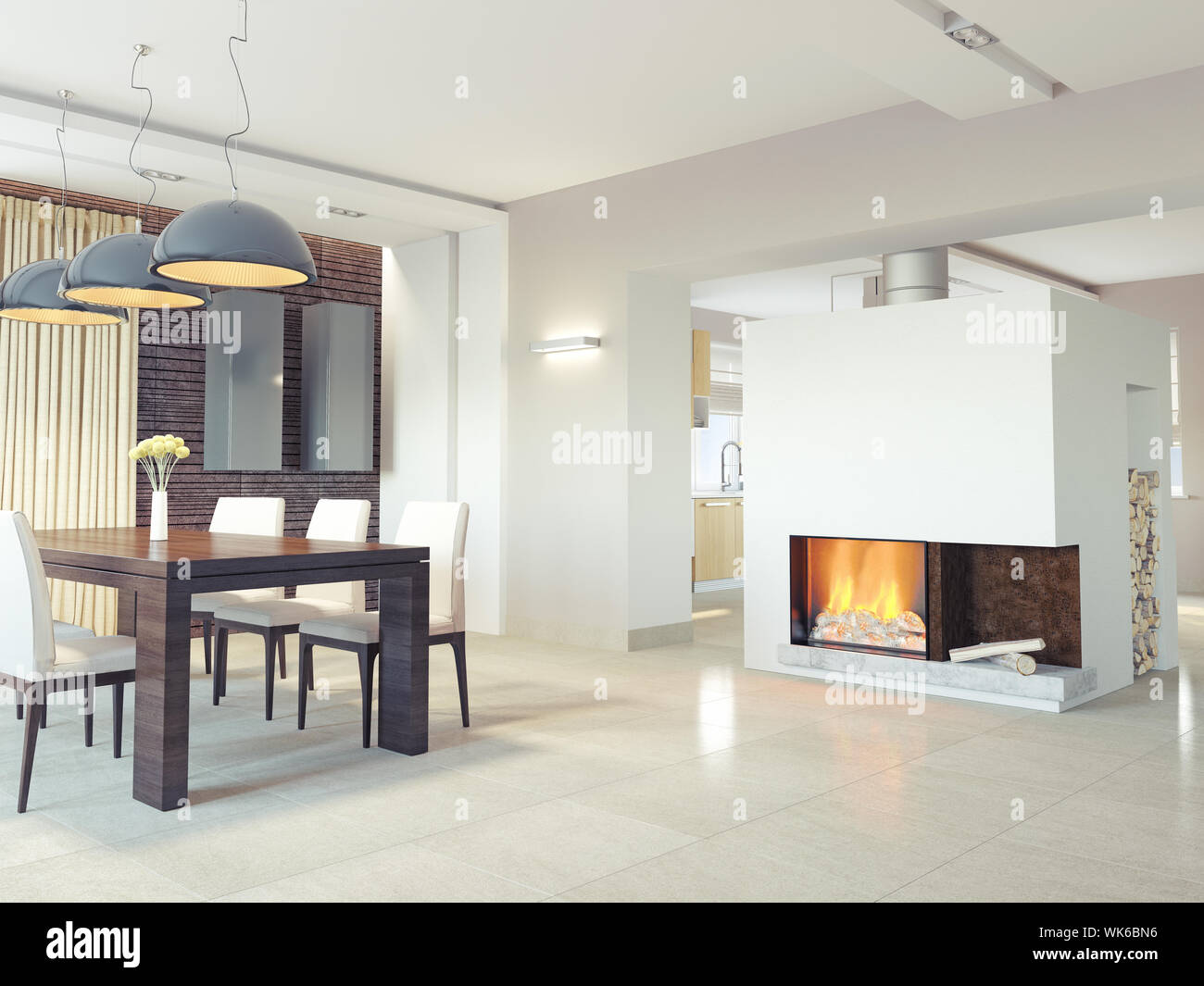 modern dining room interior. 3d concept Stock Photo - Alamy