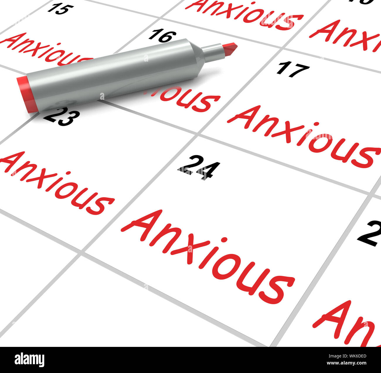 Anxious Calendar Meaning Worried Tense And Uneasy Stock Photo Alamy