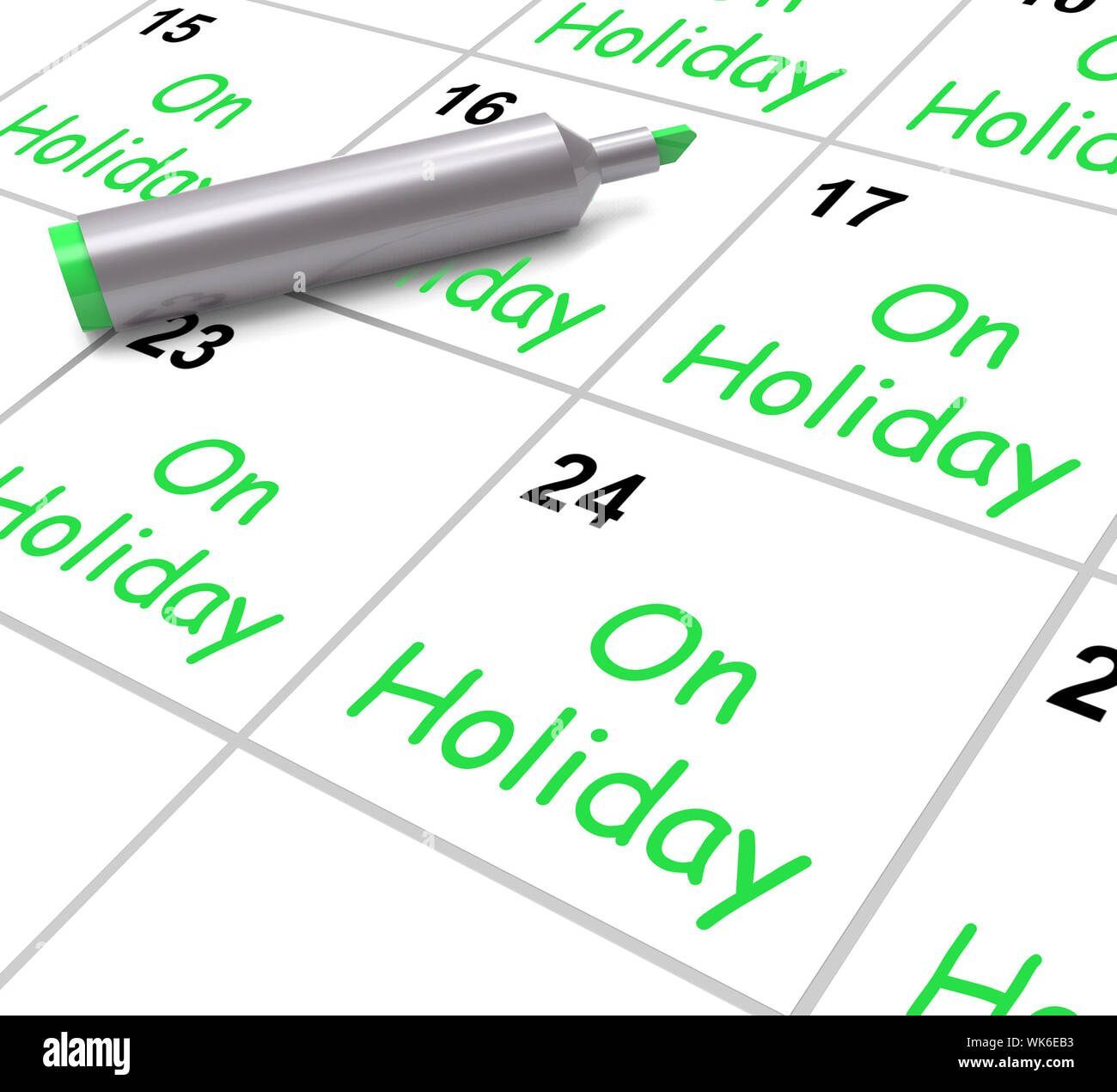 On Holiday Calendar Showing Annual Leave Or Time Off Stock Photo - Alamy