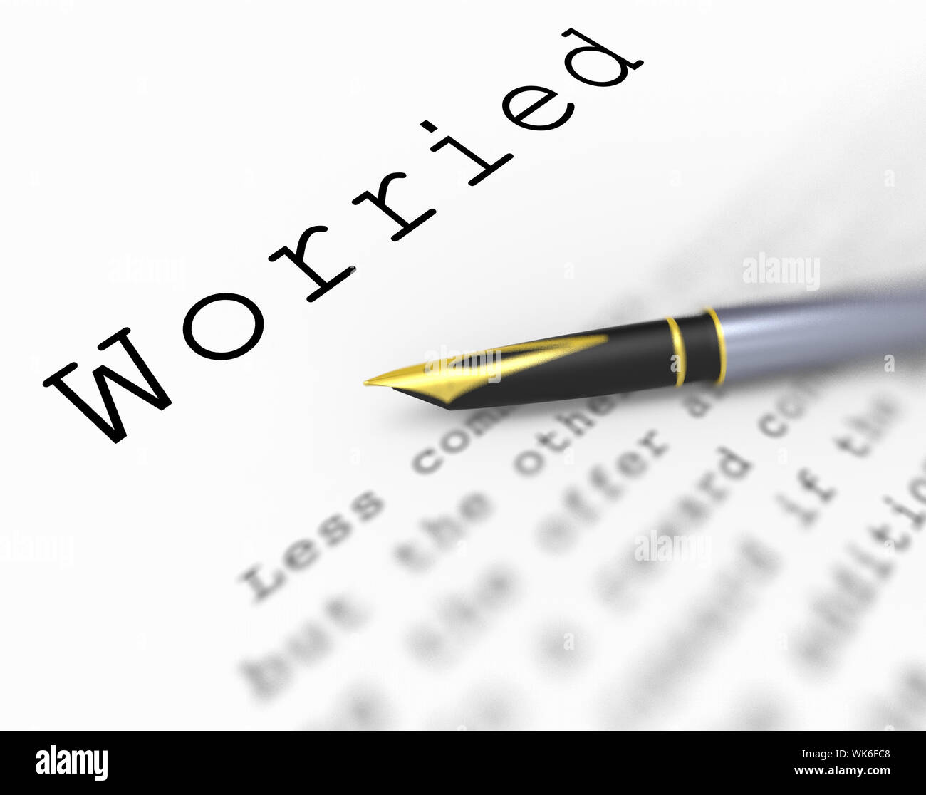 Worried Word Meaning Afraid Troubled Or Concerned Stock Photo - Alamy