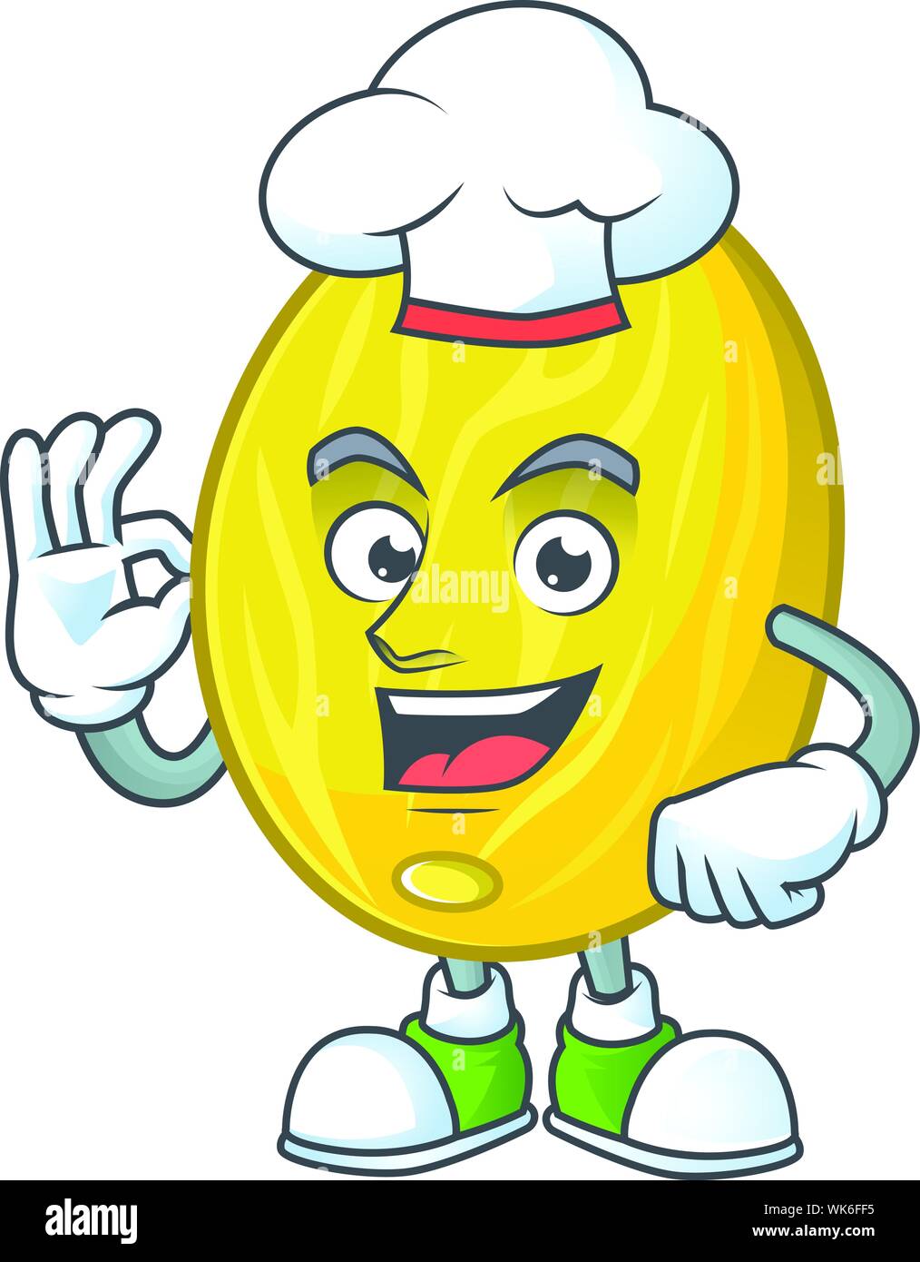 Chef melon cartoon character on white background vector illustration