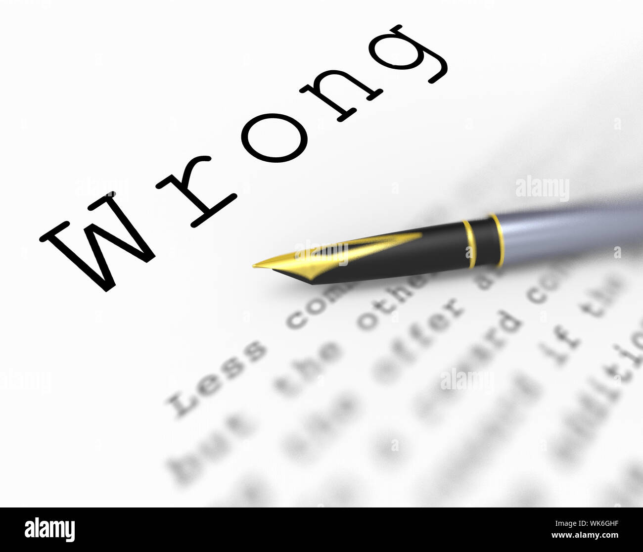 Wrong Word Meaning Incorrect Immoral Or Unacceptable Stock Photo Alamy