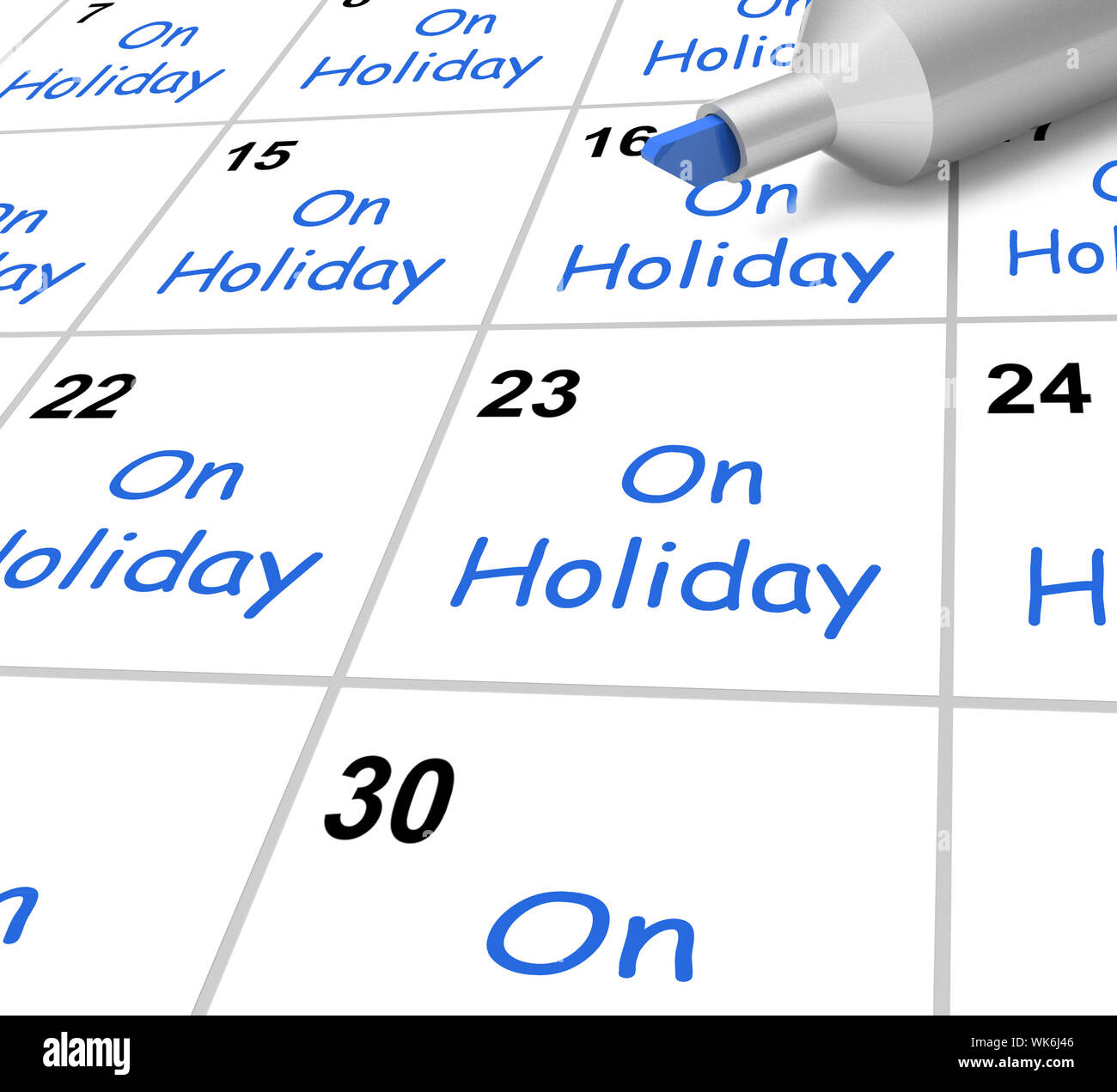 On Holiday Calendar Meaning Vacation And Break From Work Stock Photo - Alamy
