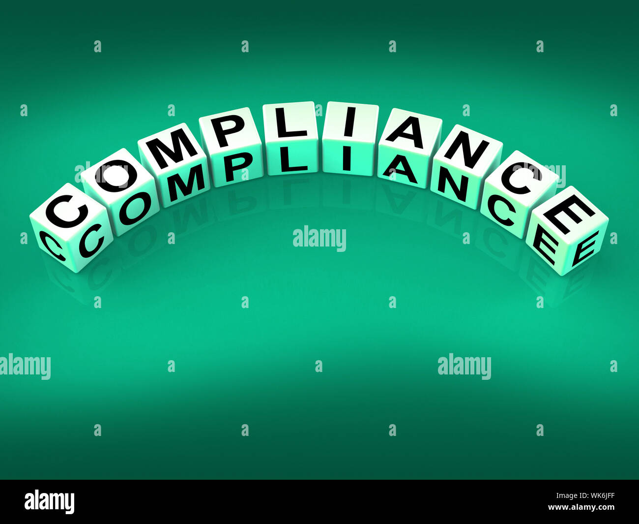 Compliance Dice Meaning Agreeing To Rules And Policy Stock Photo Alamy