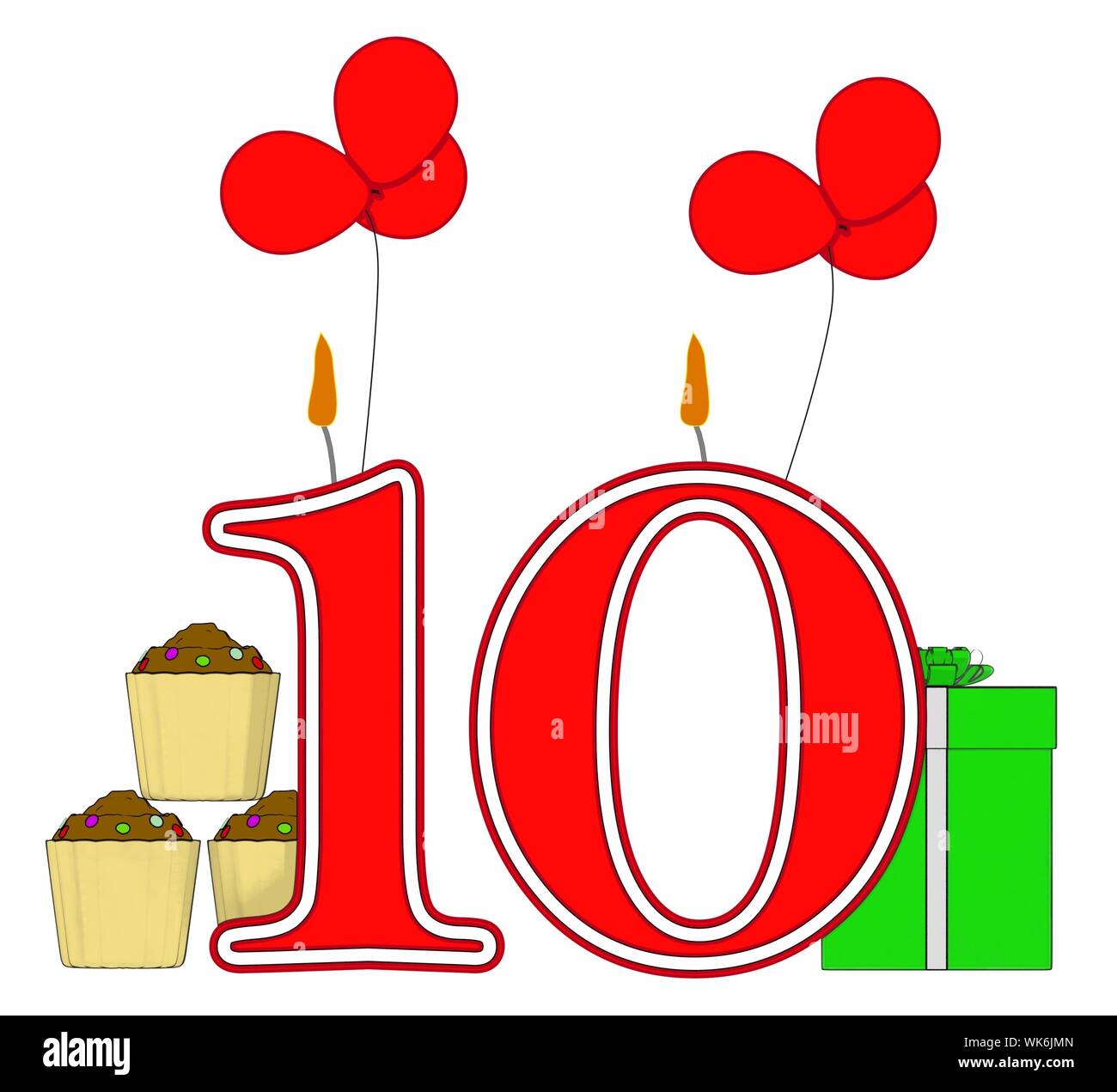 Number Ten Candles Meaning Birthday Presents And Decorated Cupcakes