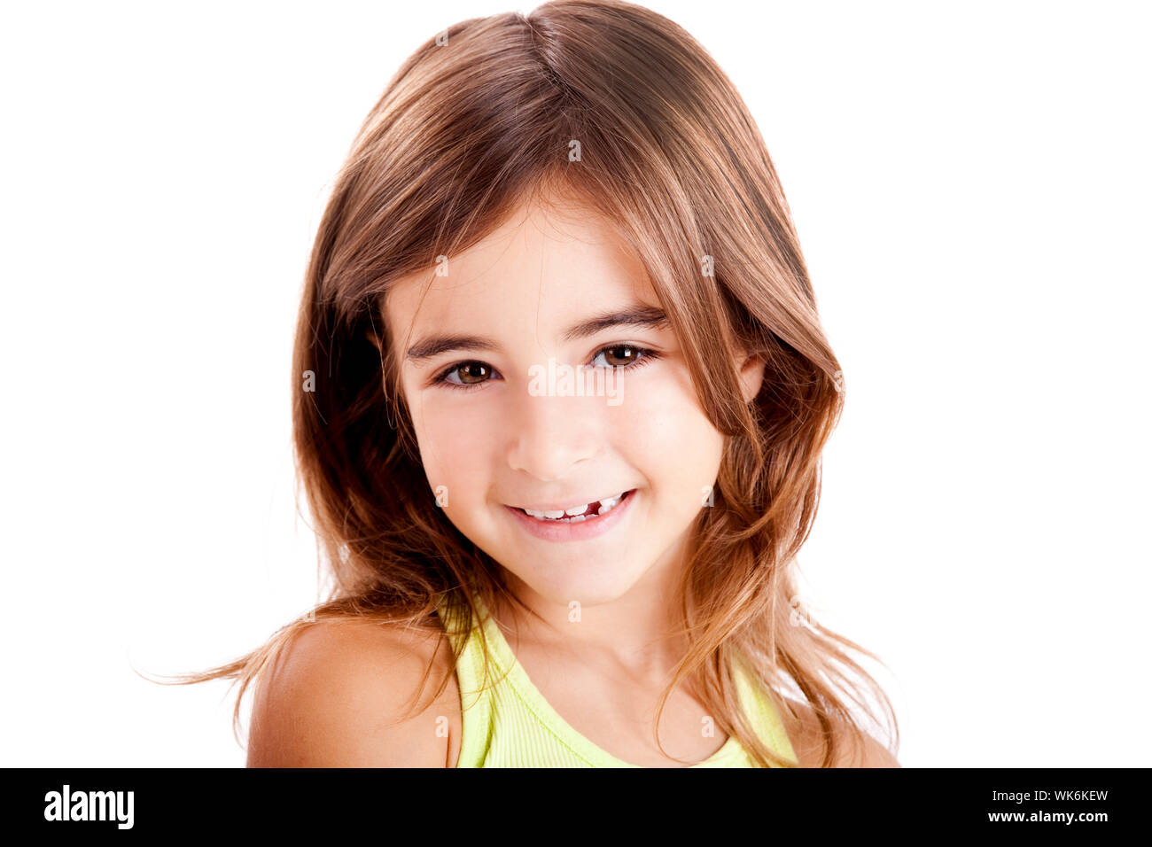 Portrait of a beautiful girl isolated one white Stock Photo - Alamy