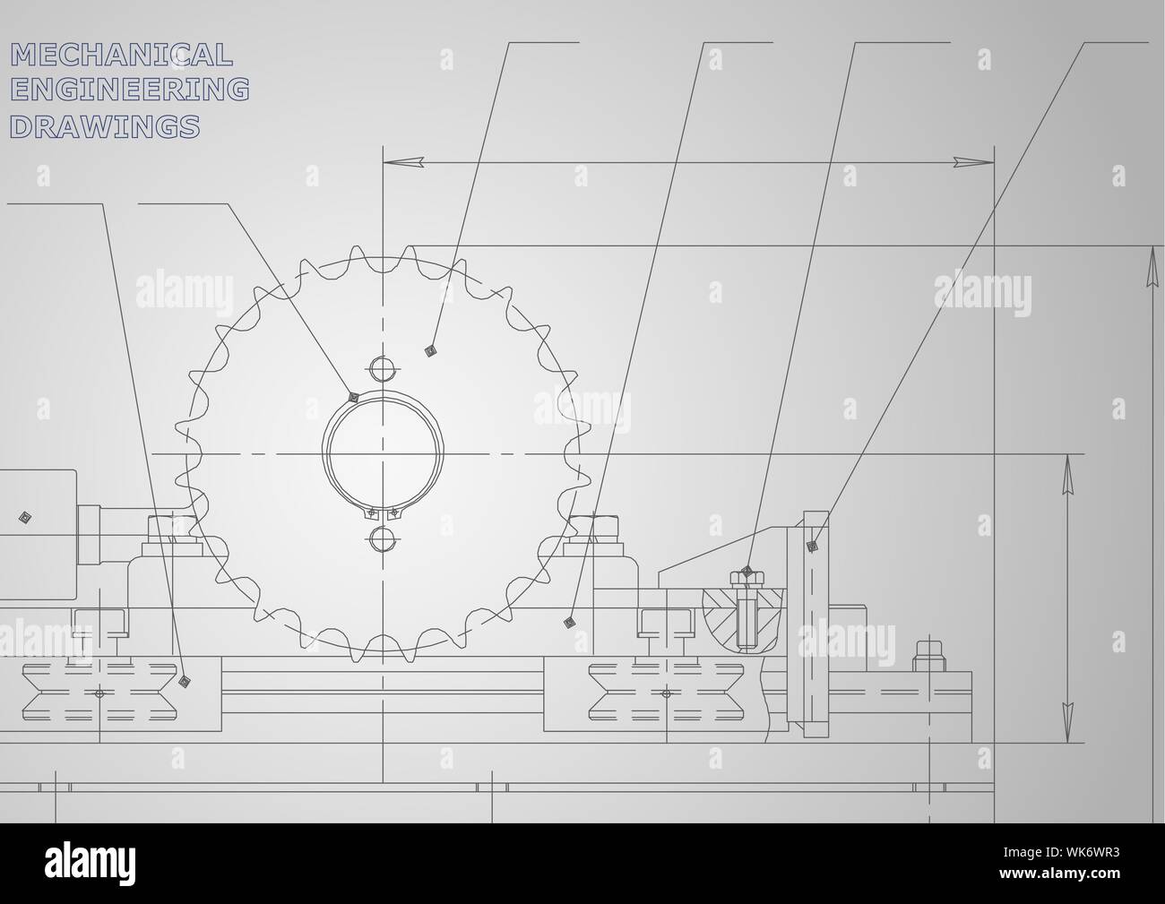Mechanical engineering drawings. Vector. Drawing on a background ...