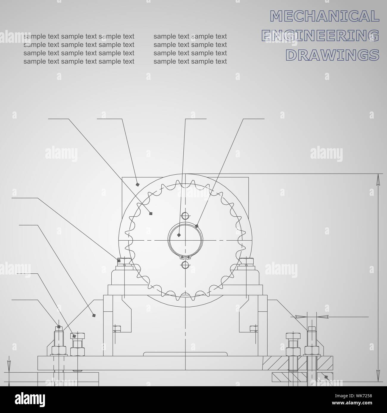 Mechanical engineering drawings on a black background. Vector for ...