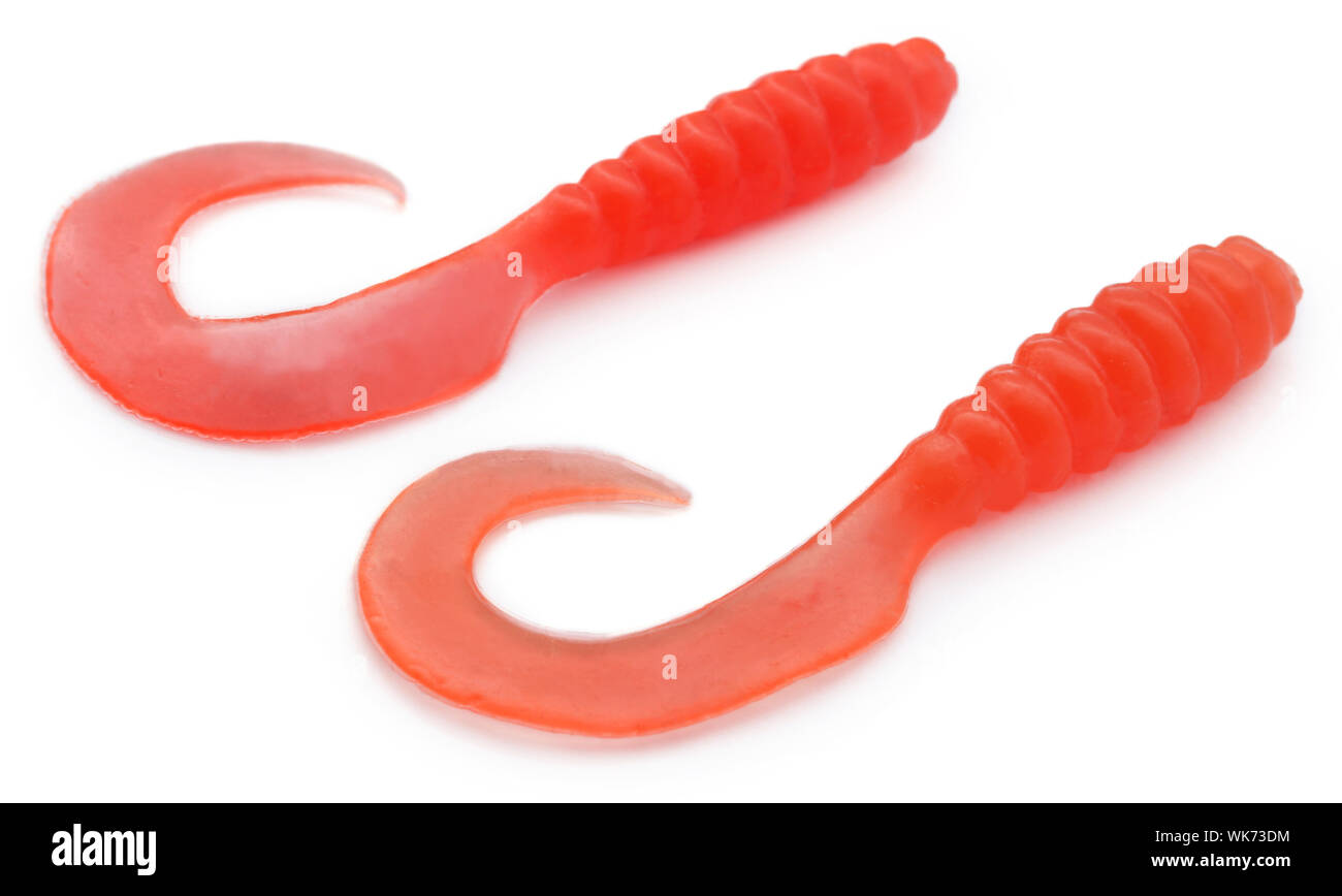 Silicon jig worm as artificial bait for fishing Stock Photo