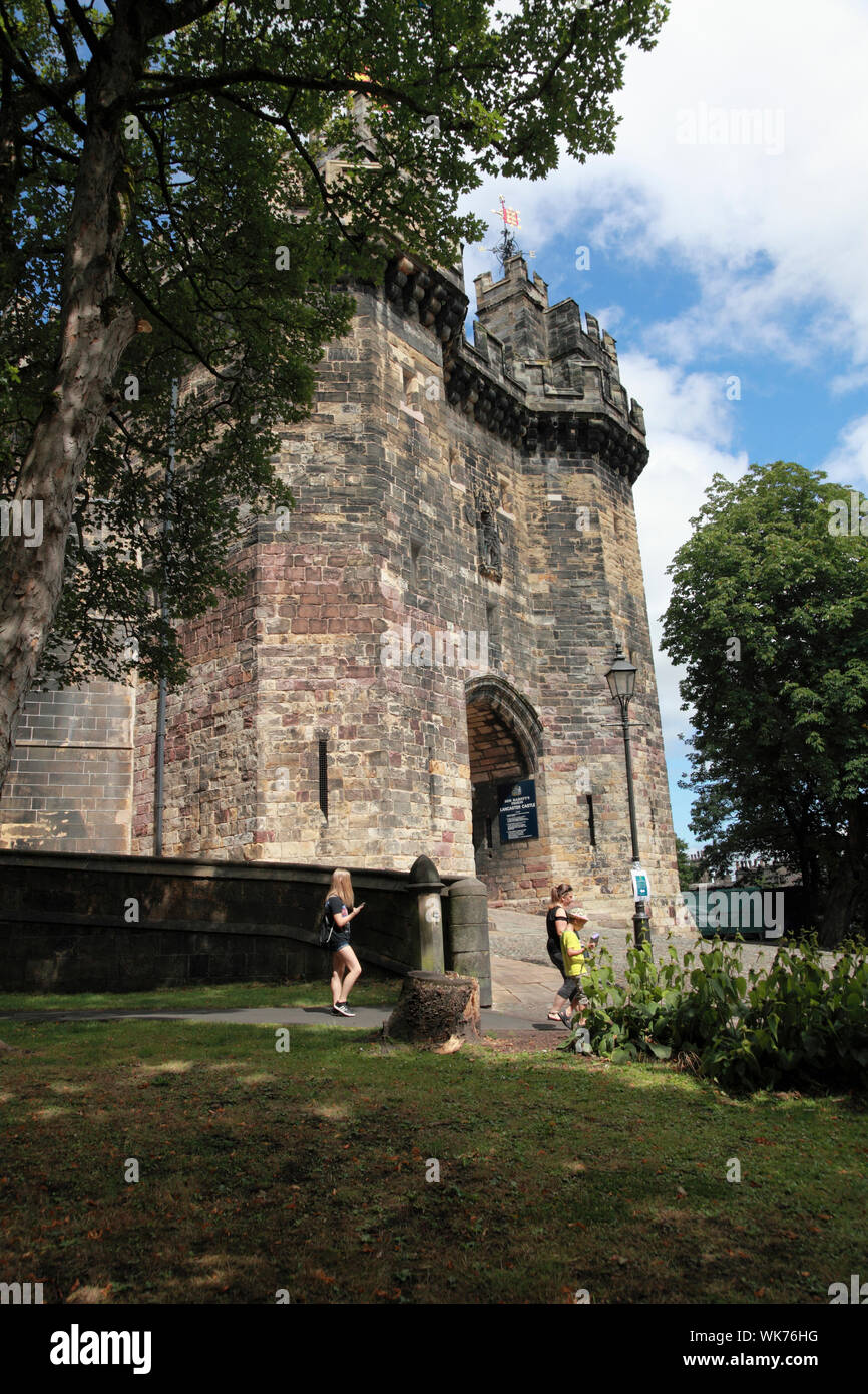 The gatehouse to Lancaster Castle, part of which was used as a prison until 2011. Stock Photo
