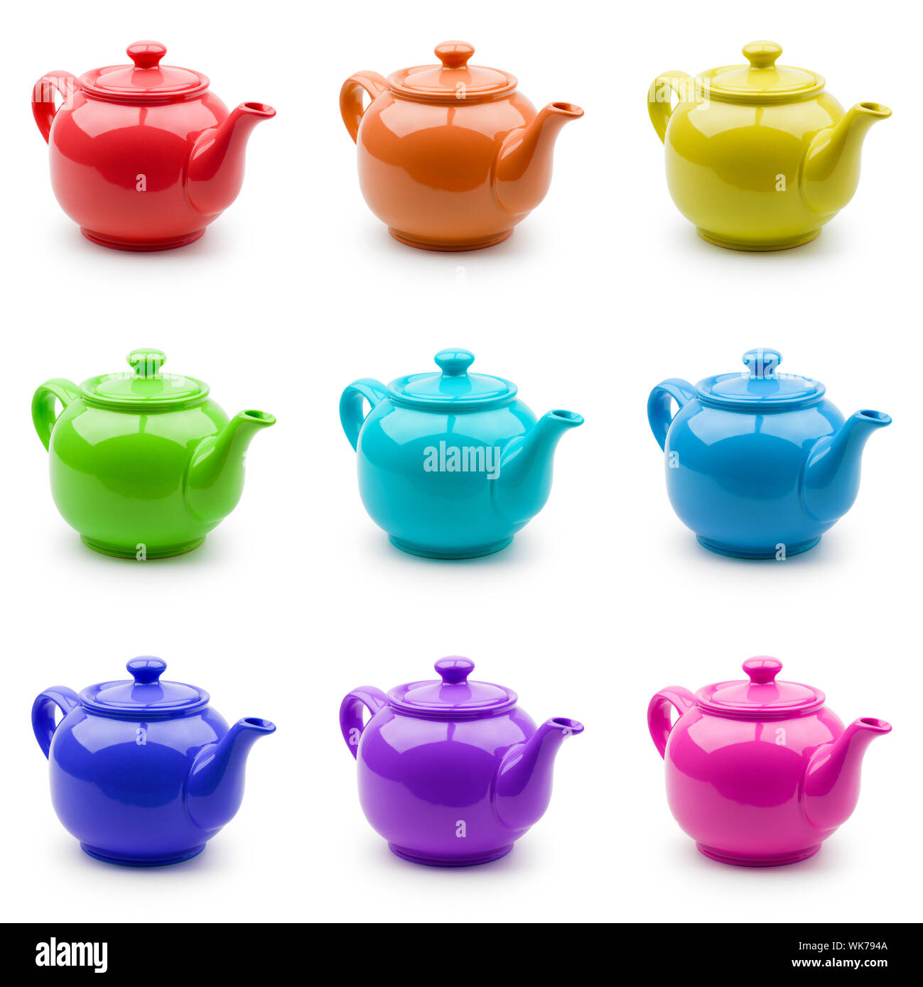 Set Of Colorful Teapots Stock Photo