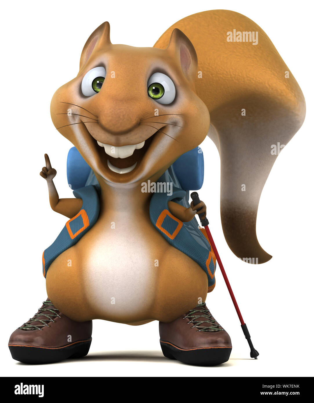 Fun 3d Squirrel Backpacker Cartoon Character Stock Photo