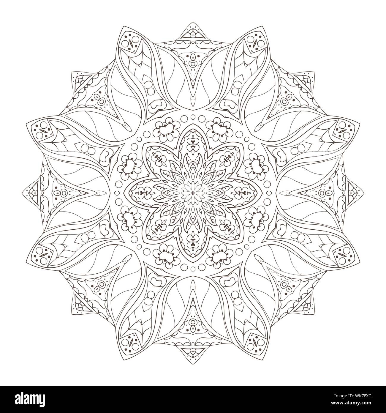 Mandala. Round oriental pattern. Doodle drawing. Hand drawing ...
