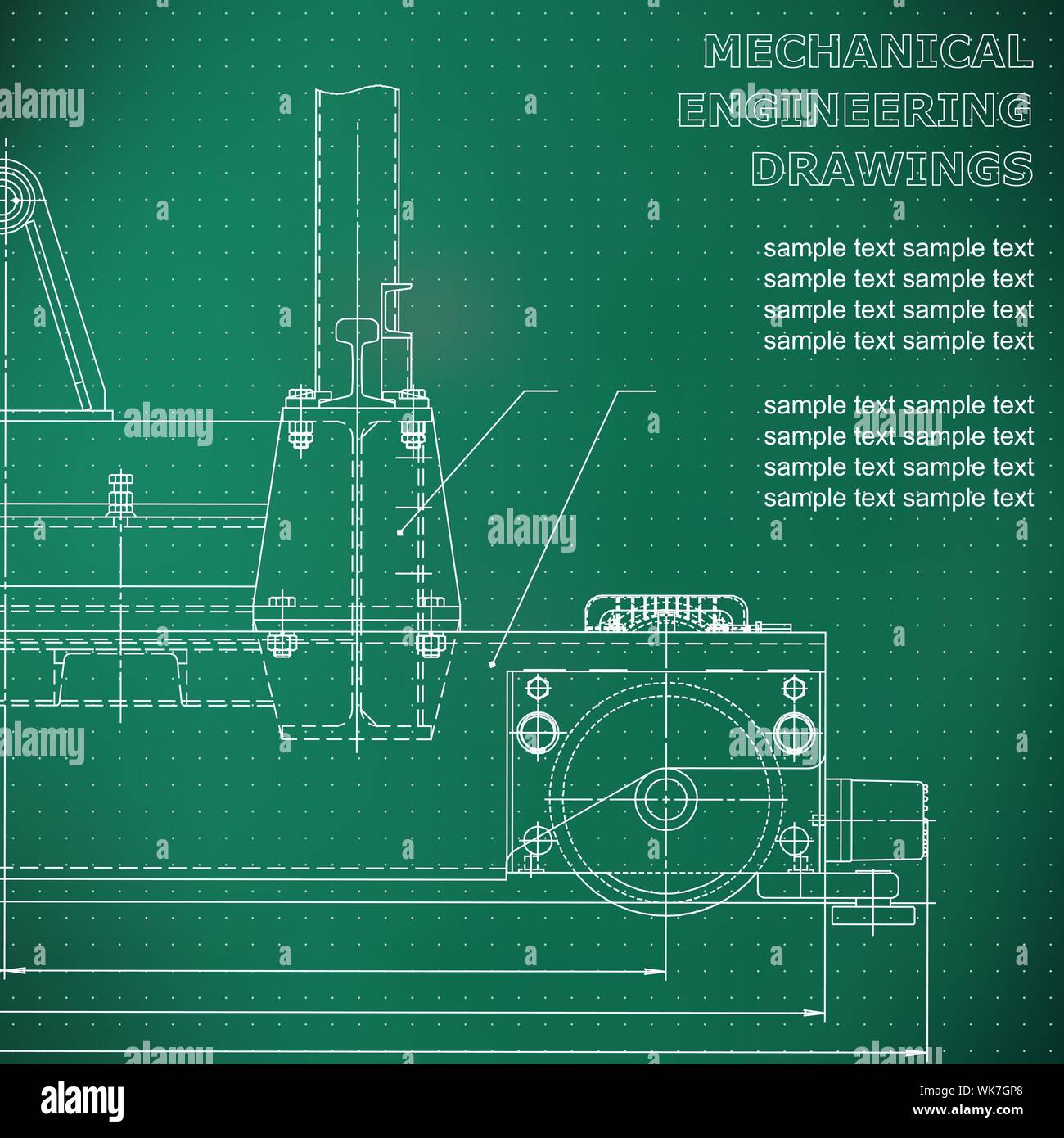 Mechanical engineering drawings on a black background. Vector. For ...