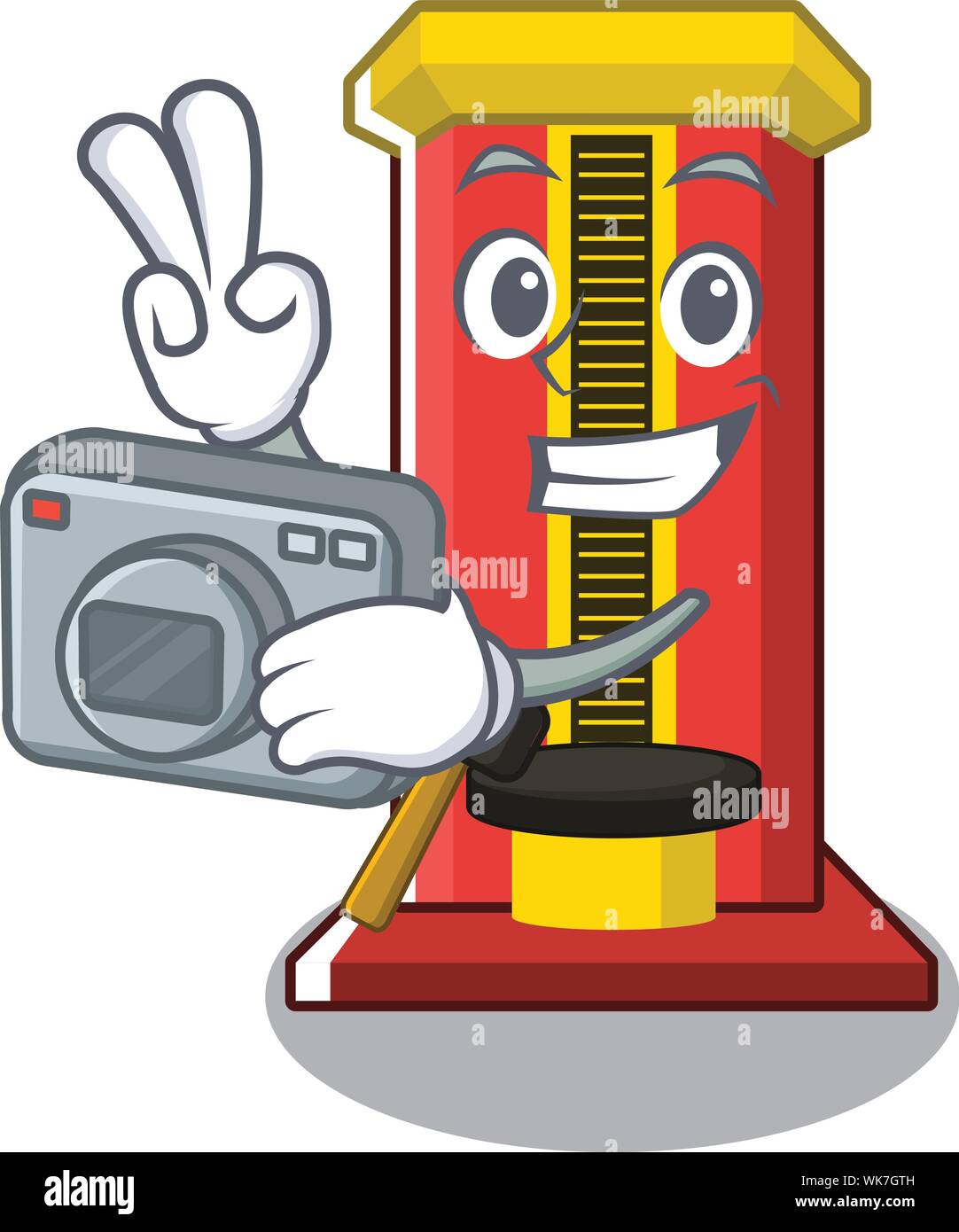 Photographer hammer game machine isolated in character Stock Vector